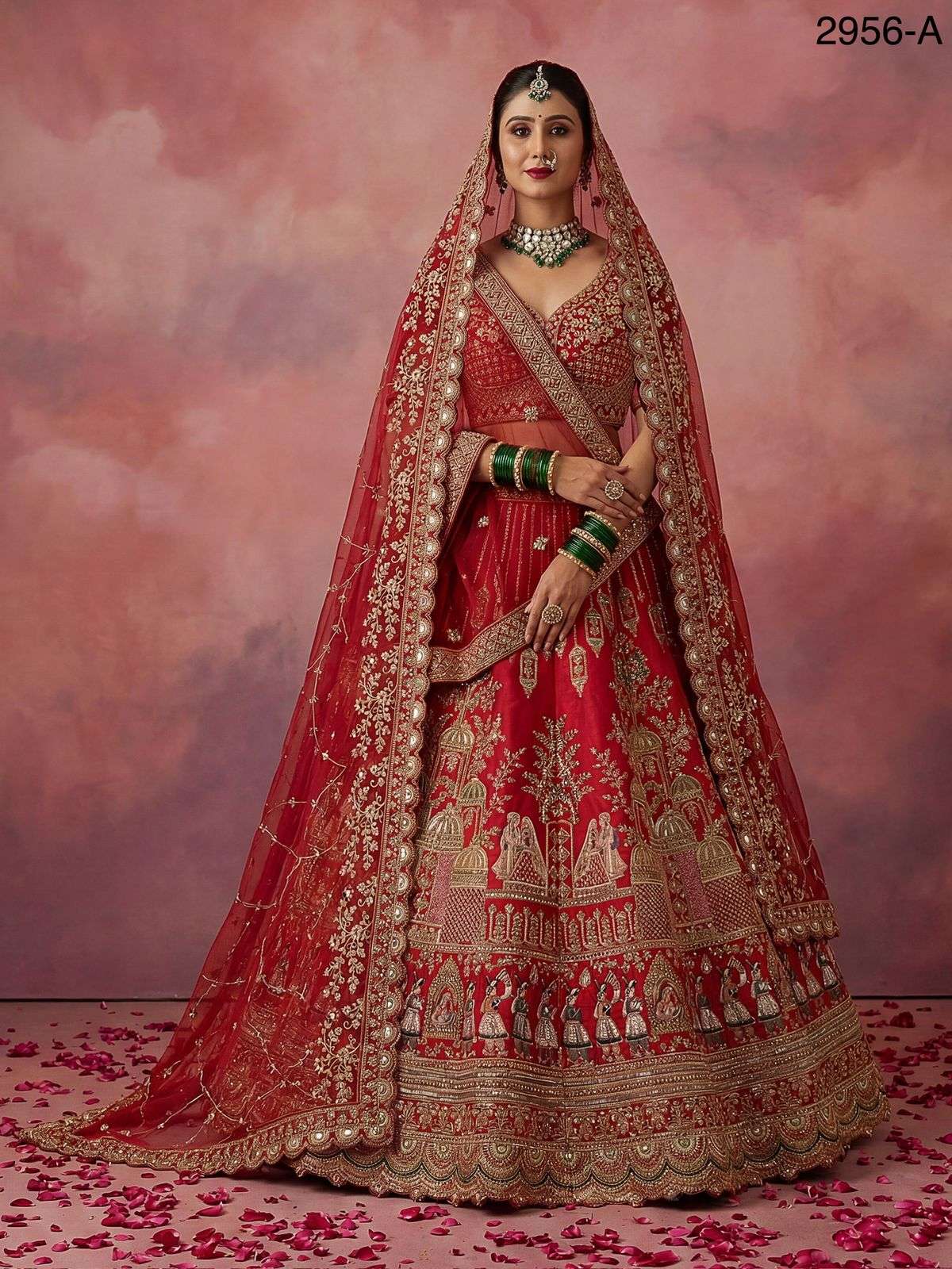 2956 HIT COLOUR BY ASLIWHOLESALE GADHWAL SILK EMBROIDERY SEMI-STITCHED LEHENGAS-00130