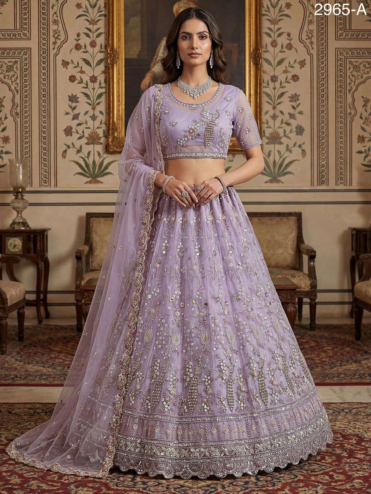 2965 HIT COLOUR BY ASLIWHOLESALE NET HEAVY EMBROIDERY LEHENGAS-00130