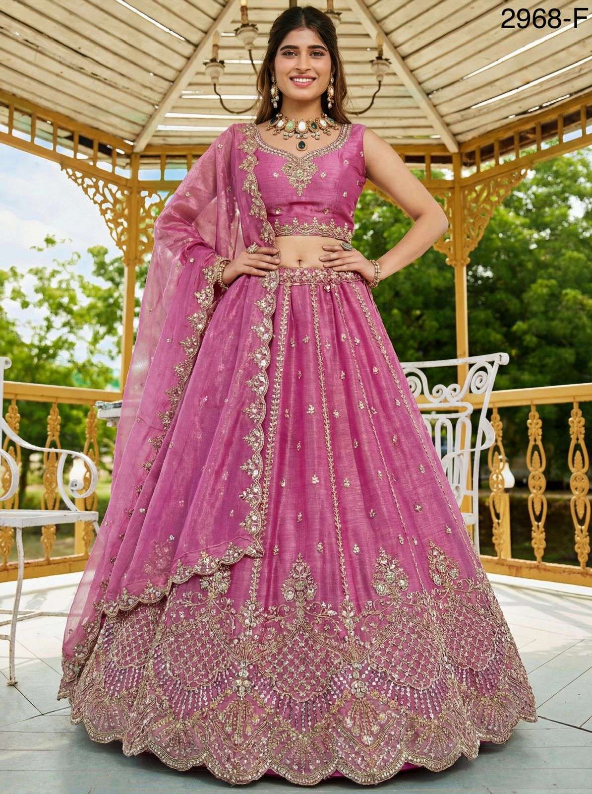 2968 HIT COLOUR BY ASLIWHOLESALE SATIN EMBROIDERY UNSTITCHED LEHENGAS-00130