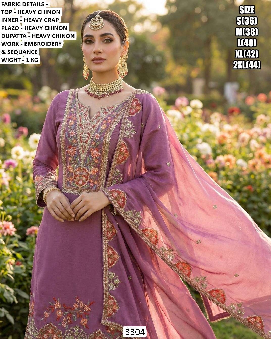 3304 SERIES BY ASLIWHOLESALE CHINON EMBROIDERY STITCHED DRESSES-00095
