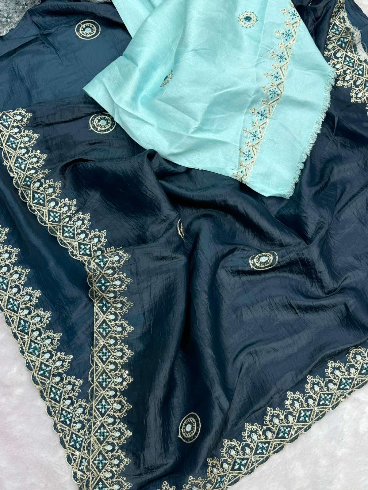 3395 COLOUR BY ASLIWHOLESALE SILK CRUSH UNSTITCHED SAREES-00103