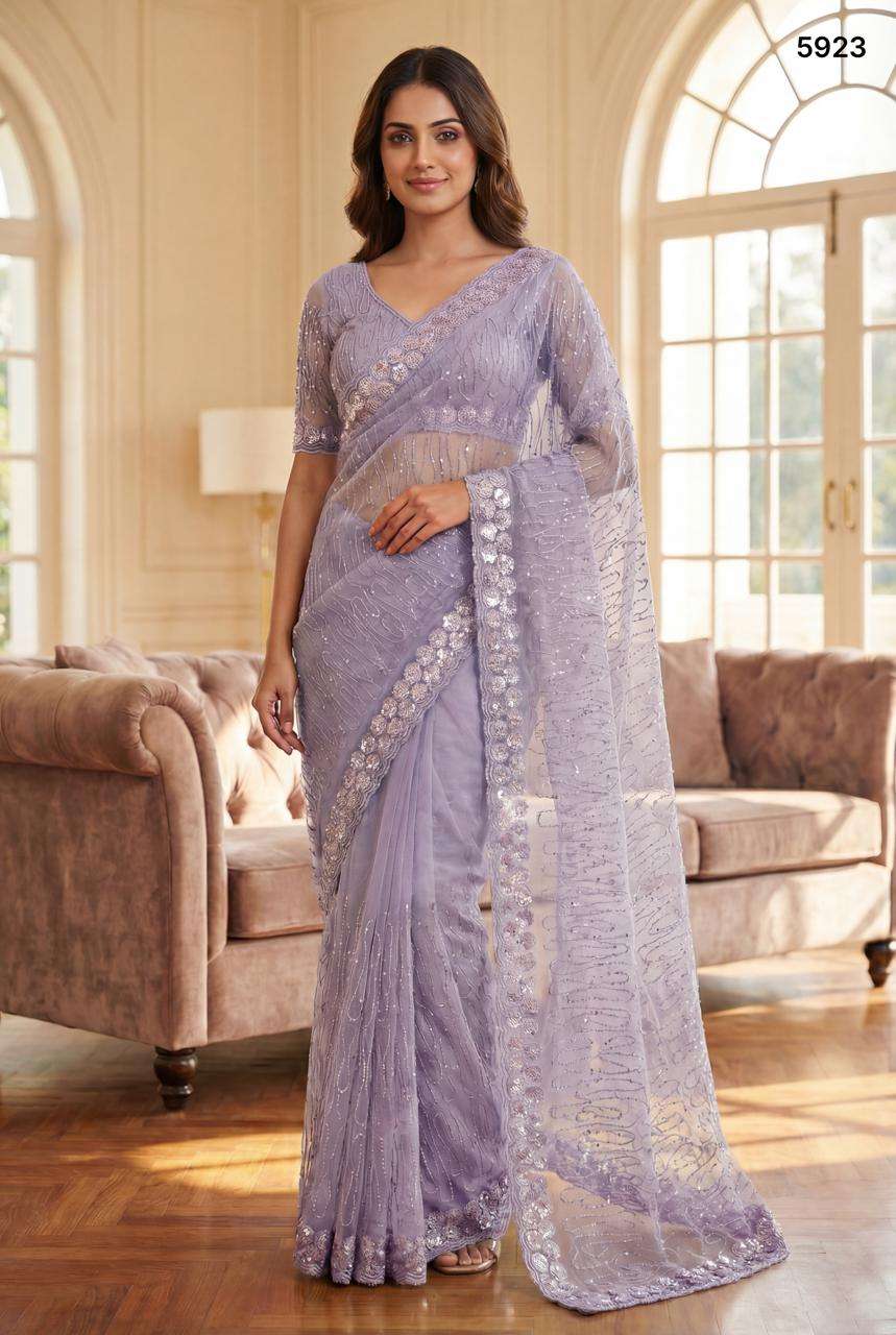 5923 COLOUR BY ASLIWHOLESALE DESIGNER CRYSTAL FABRIC SAREES-00103