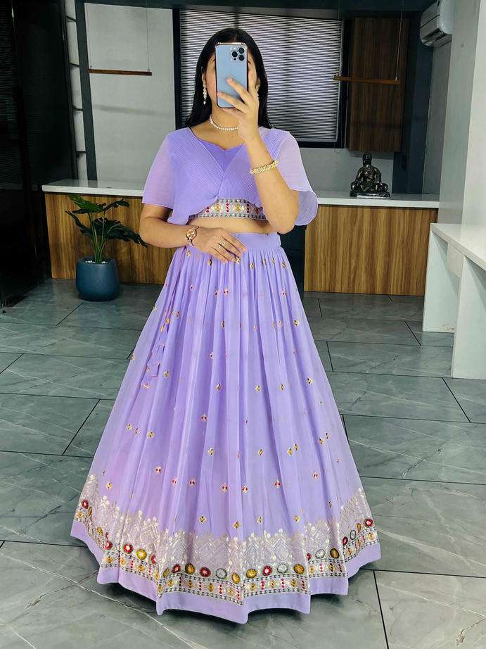 6139 COLOUR BY ASLIWHOLESALE HEAVY GEORGETTE EMBROIDERY LEHENGAS-00135
