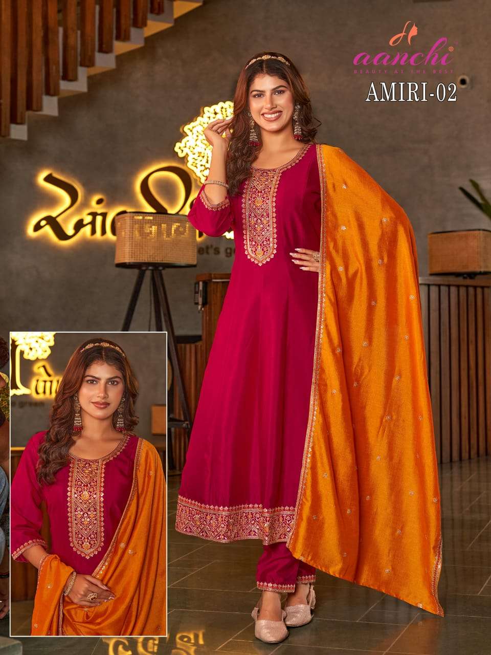 AANCHI AMIRI VICHITRA SILK ANARKALI EMBROIDERY SUITS-00286