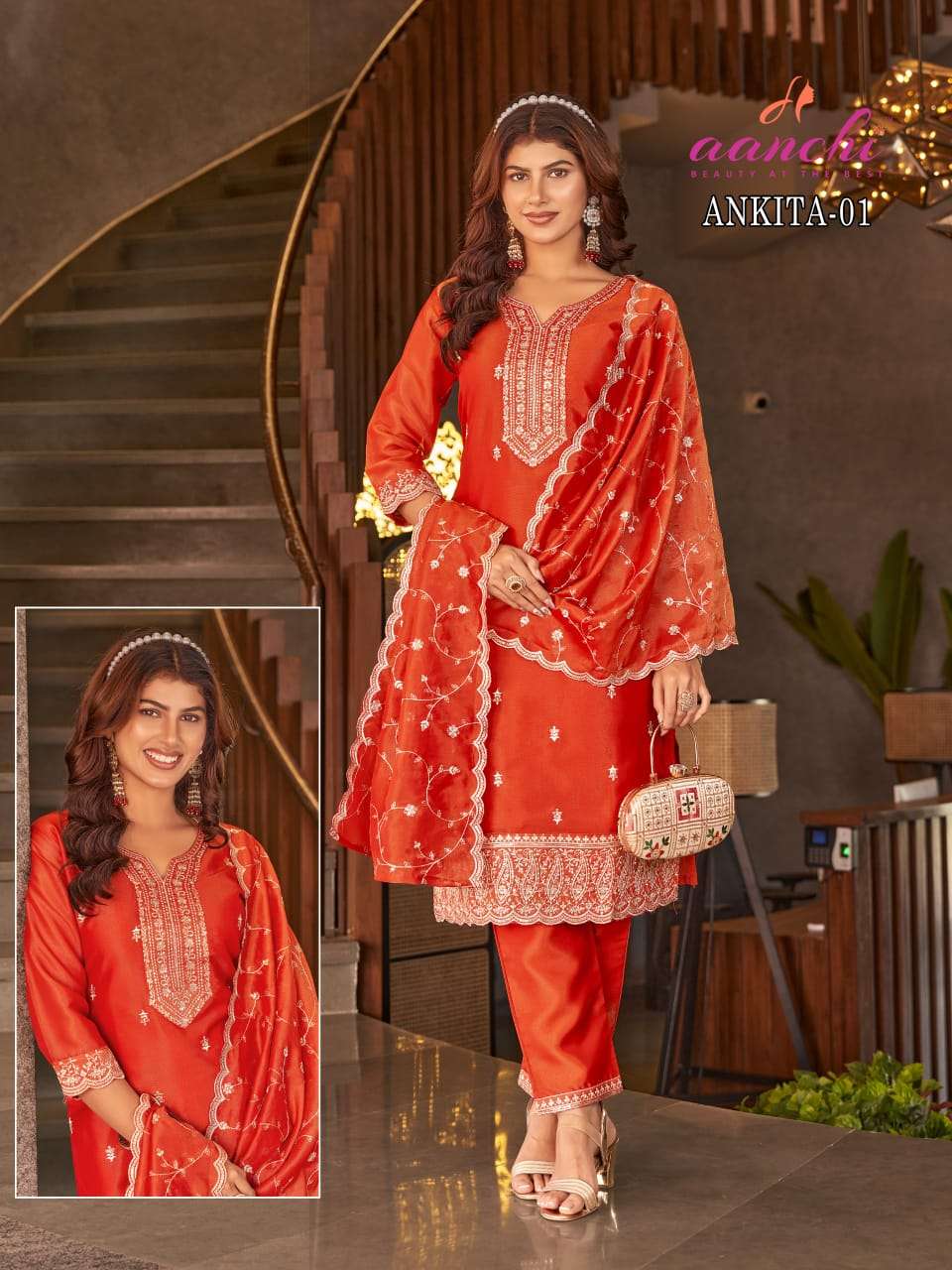 AANCHI ANKITA TISSUE EMBROIDERY SUIT WITH DUPTTA-00286