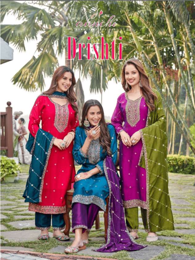 AANCHI DRISHTI VICHITRA SILK EMBROIDERY STITCHED DRESSES-00286