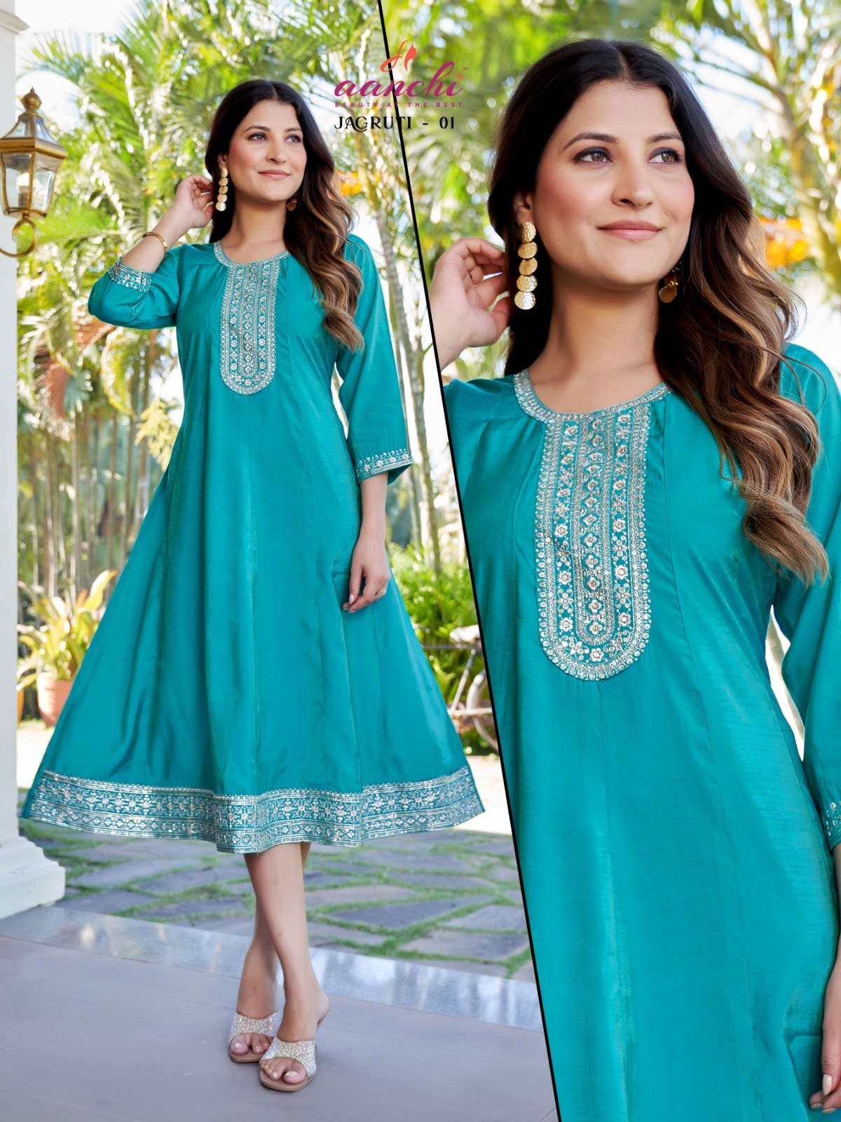 AANCHI JAGRUTI ANARKALI ROMAN KURTIS-00286