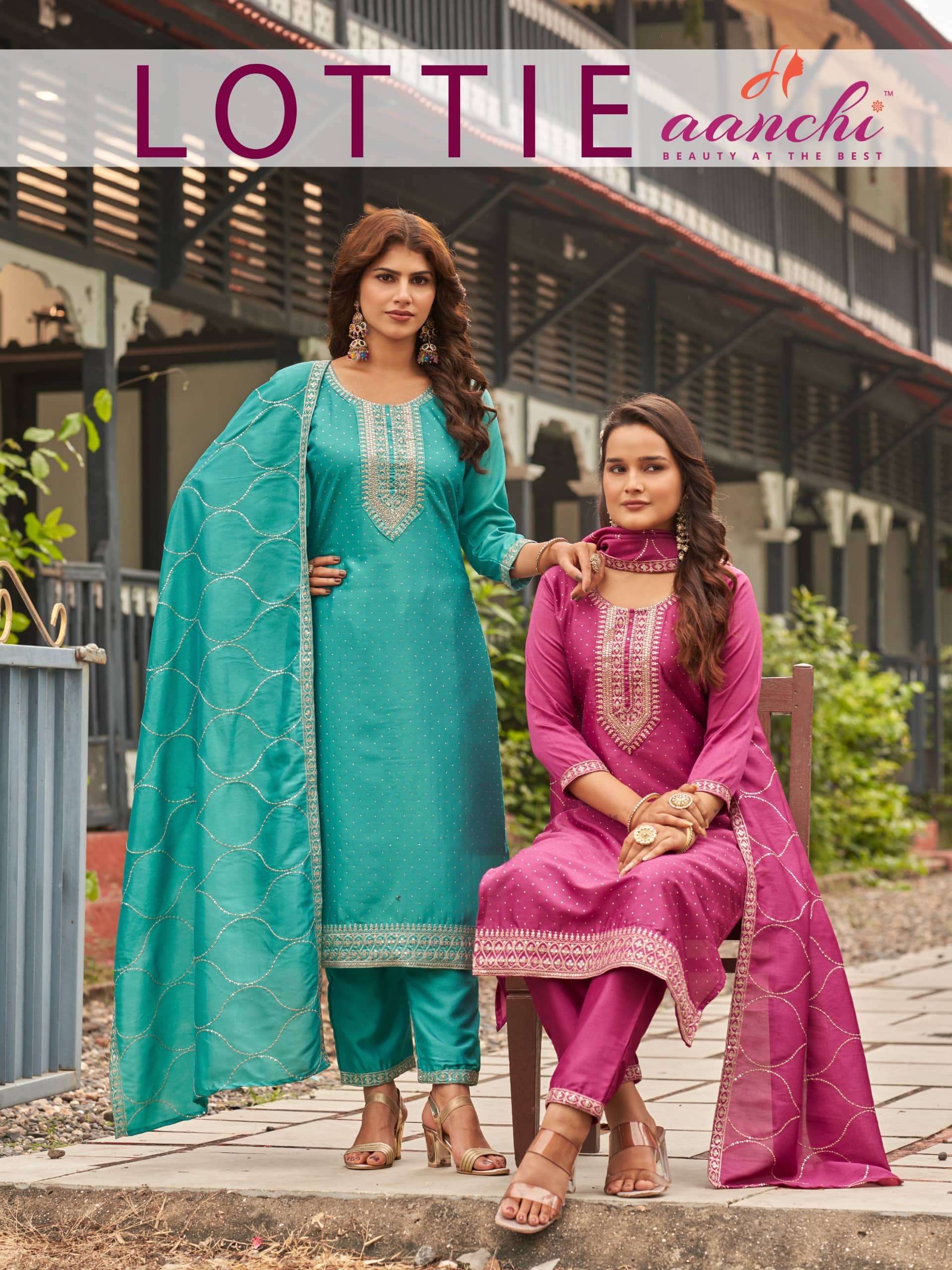 AANCHI LOTTIE CRYSTAL SILK EMBROIDERY PUNJABI STITCHED SUITS-00286