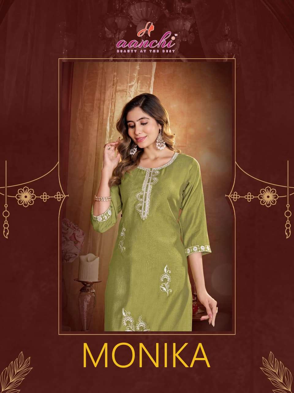 AANCHI MONIKA VATICAN STRAIGHT CUT STITCHED KURTIS-00286