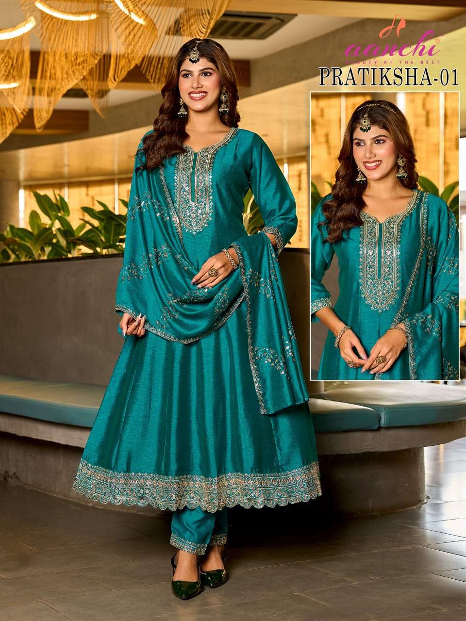 AANCHI PRATIKSHA ANARKALI VICHITRA SILK DRESSES-00286