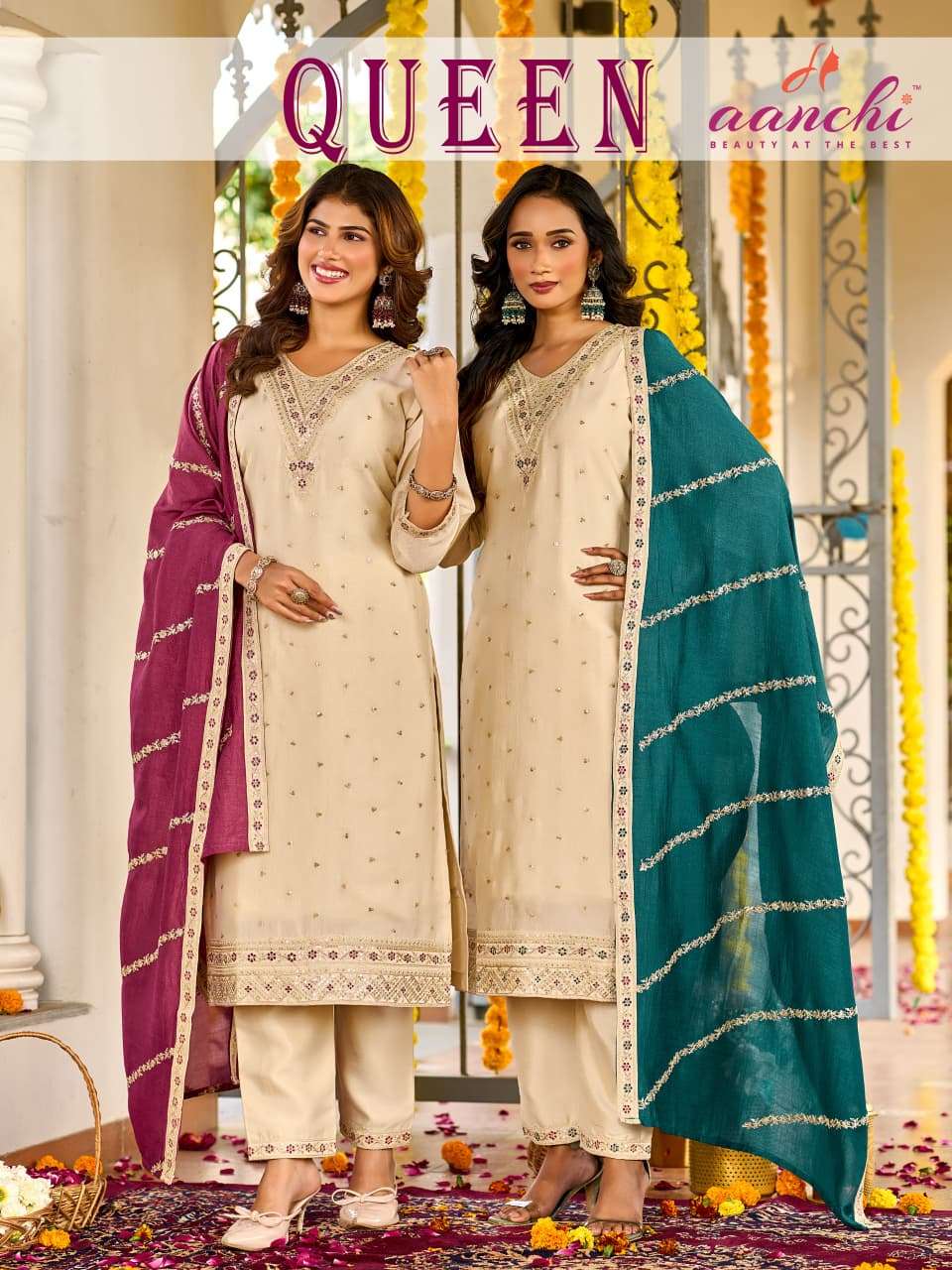 AANCHI QUEEN VICHITRA SILK EMBROIDERY STITCHED DRESESS-00286