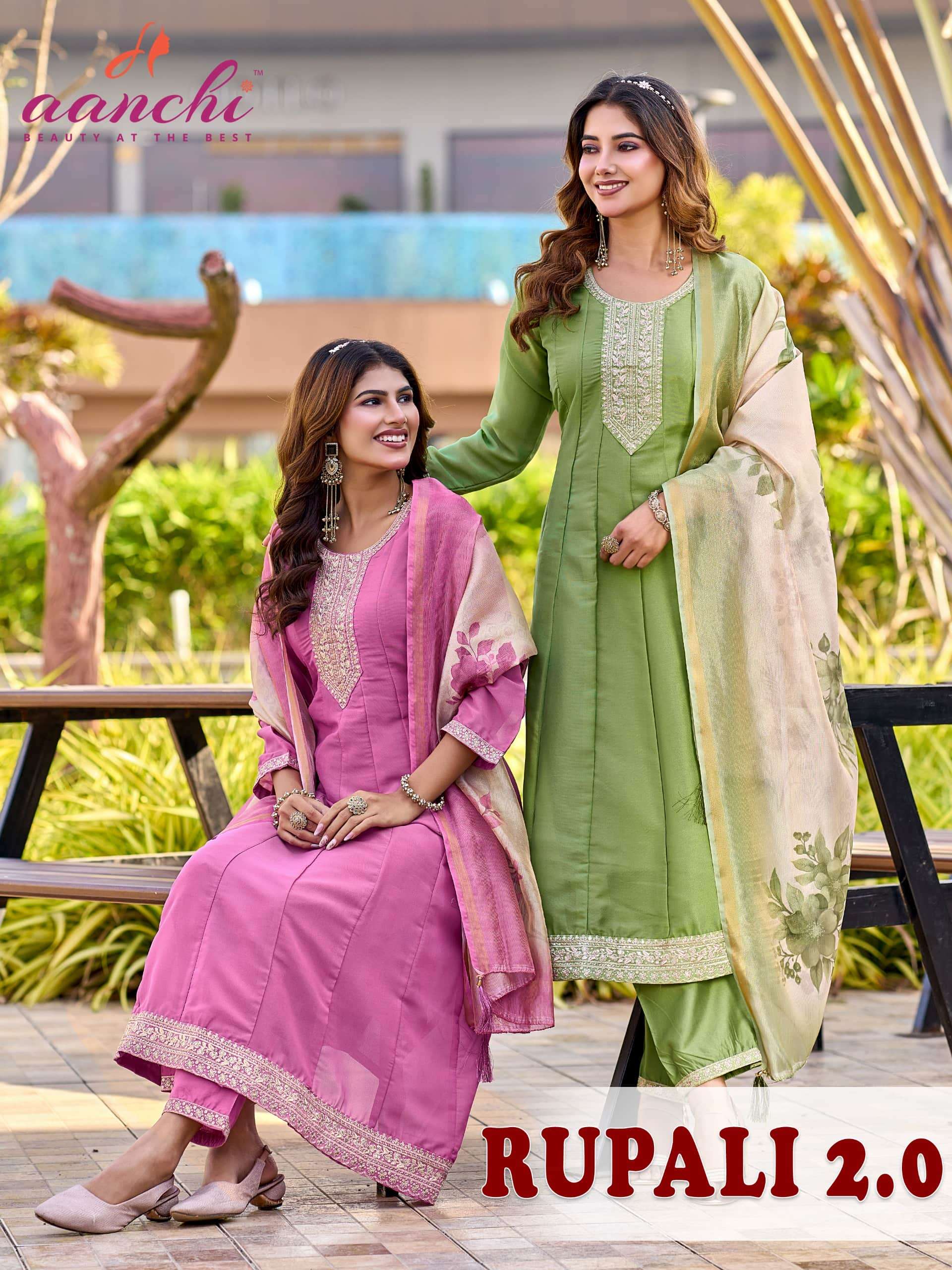 AANCHI RUPALI TISSUE SILK EMBROIDERY DRESSES-00286