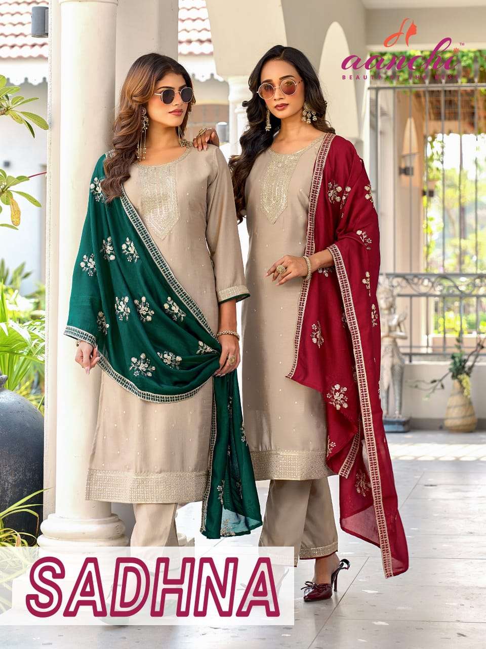 AANCHI SADHNA VICHITRA SILK EMBROIDERY PUNJABI SUITS-00286