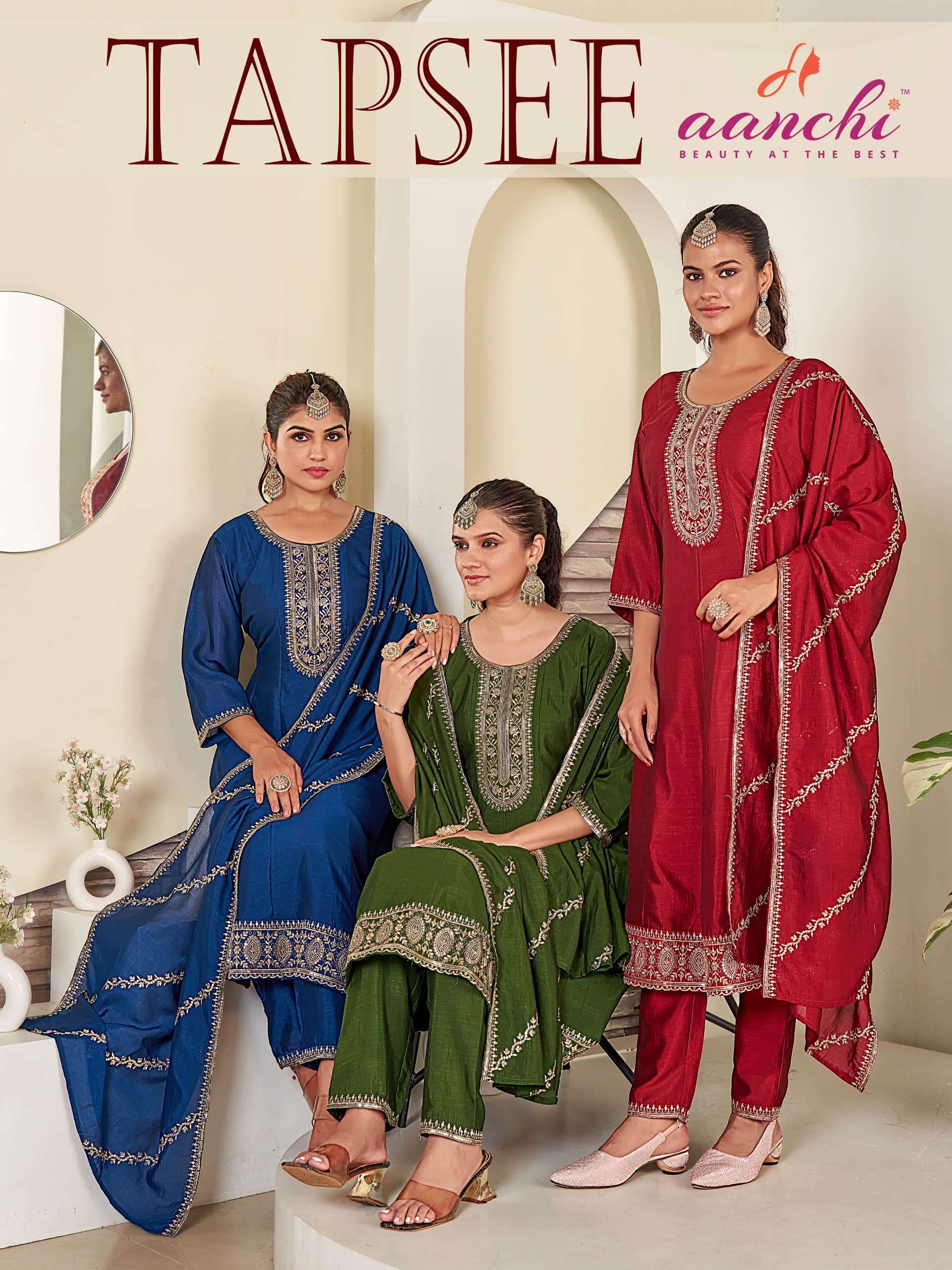AANCHI TAPSEE VICHITRA SILK ANARKALI DRESSES-00286
