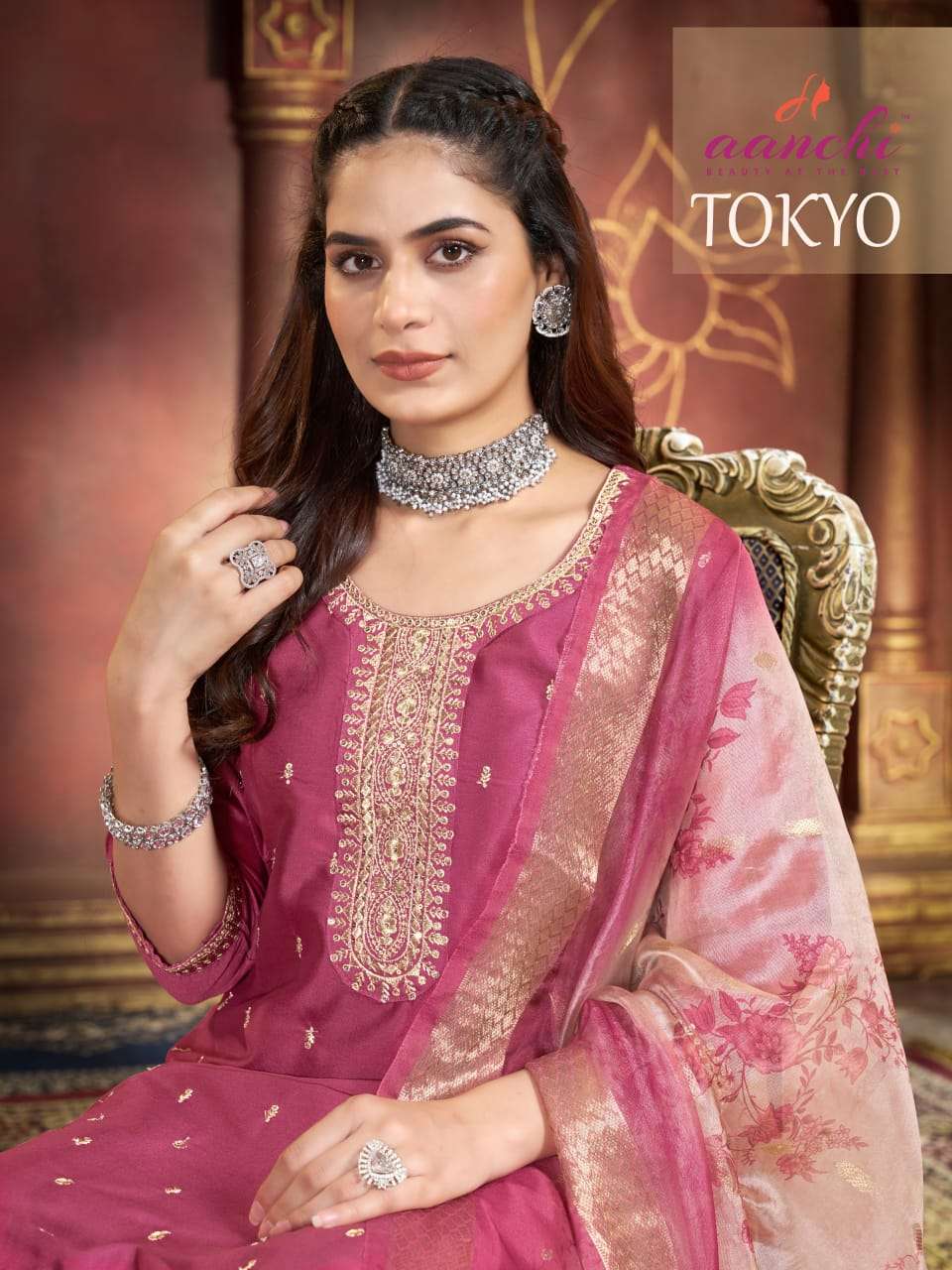 AANCHI TOKYO CRYSTAL SILK READYMADE PUNJABI SUITS-00286