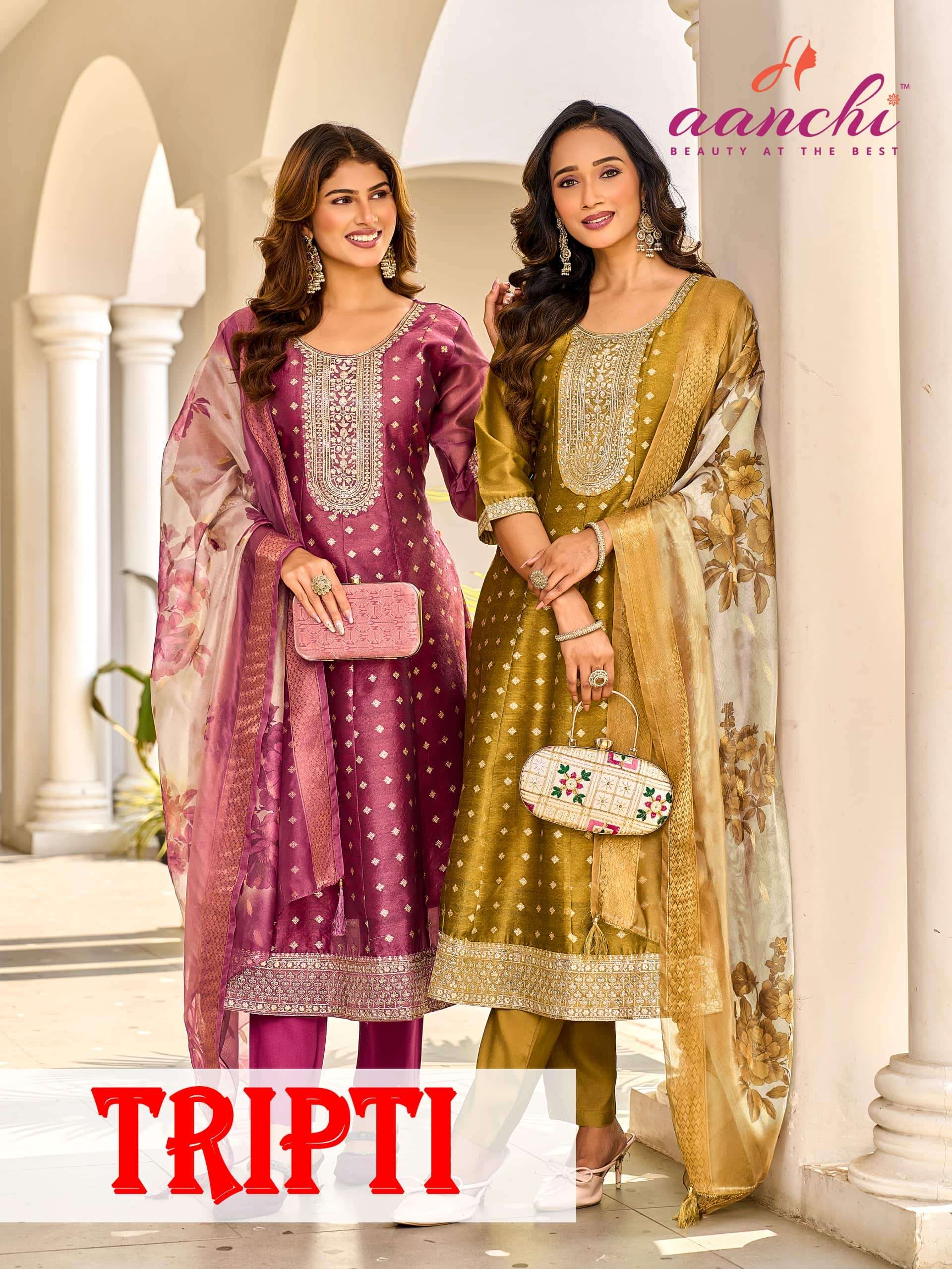 AANCHI TRIPTI JACQUARD BUTTI EMBROIDERY PUNJABI ANARKALI SUITS-00286