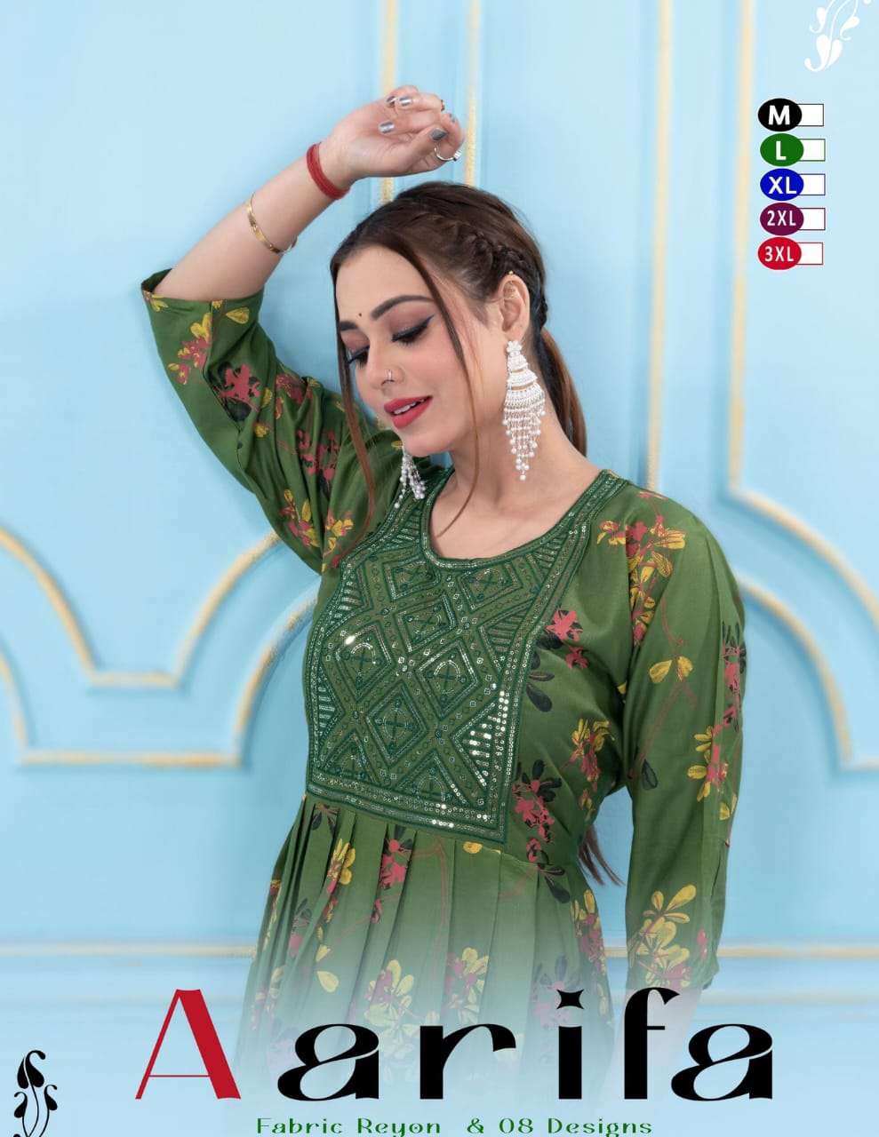 AARIFA BY ASLIWHOLESALE RAYON ANARKALI KURTIS-00320