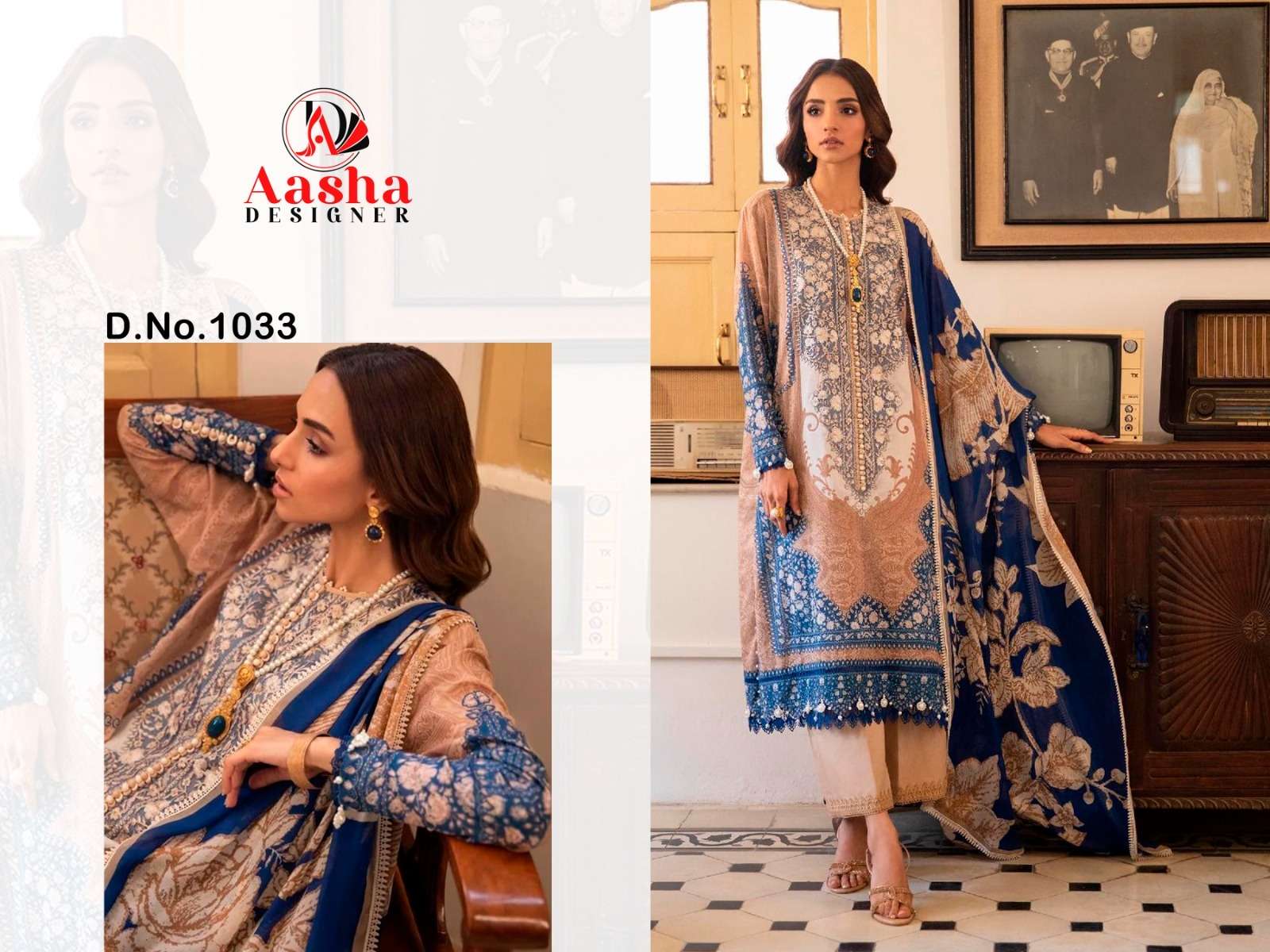 AASHA 1033 COTTON PRINTED EMBROIDERY DRESSES-00062