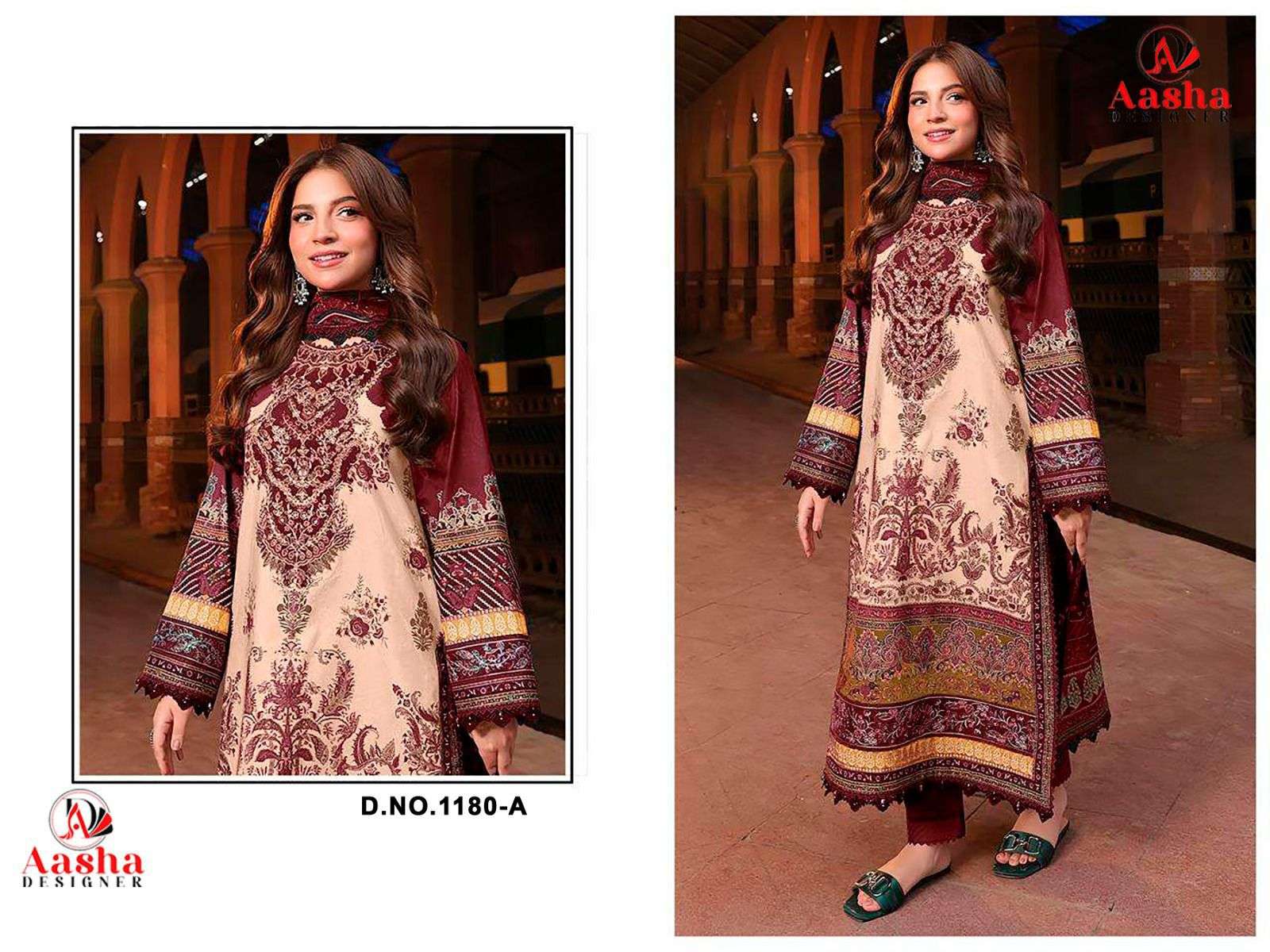 AASHA 1180 SERIES PURE COTTON PRINTED EMBROIDERY PAKISTANI DRESSES-00062
