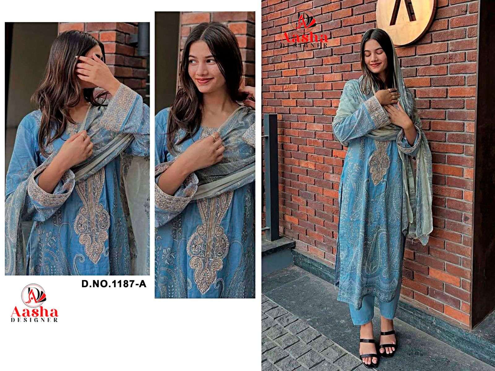 AASHA 1187 A TO B SERIES PURE COTTON PRINTED PAKISATNI DRESSES-00062