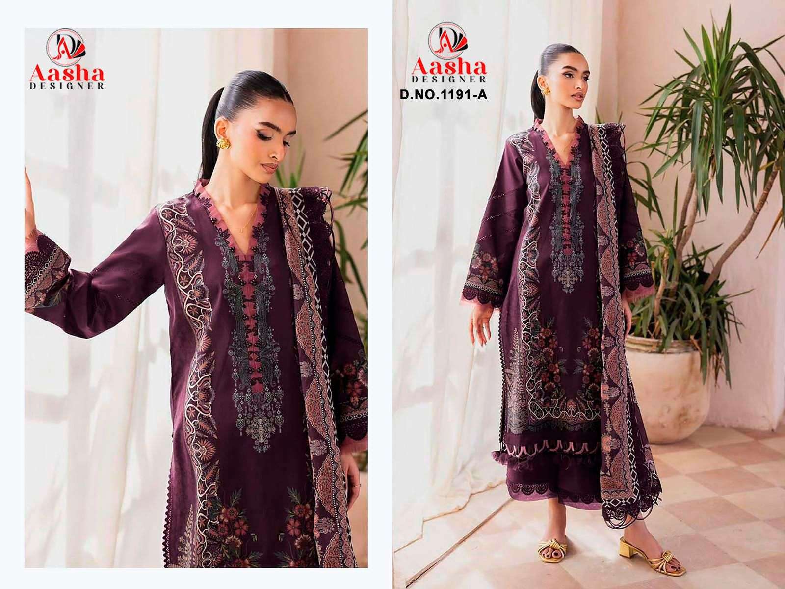 AASHA 1191 A TO B SERIES COTTON PRINTED EMBROIDERY DRESSES-00062