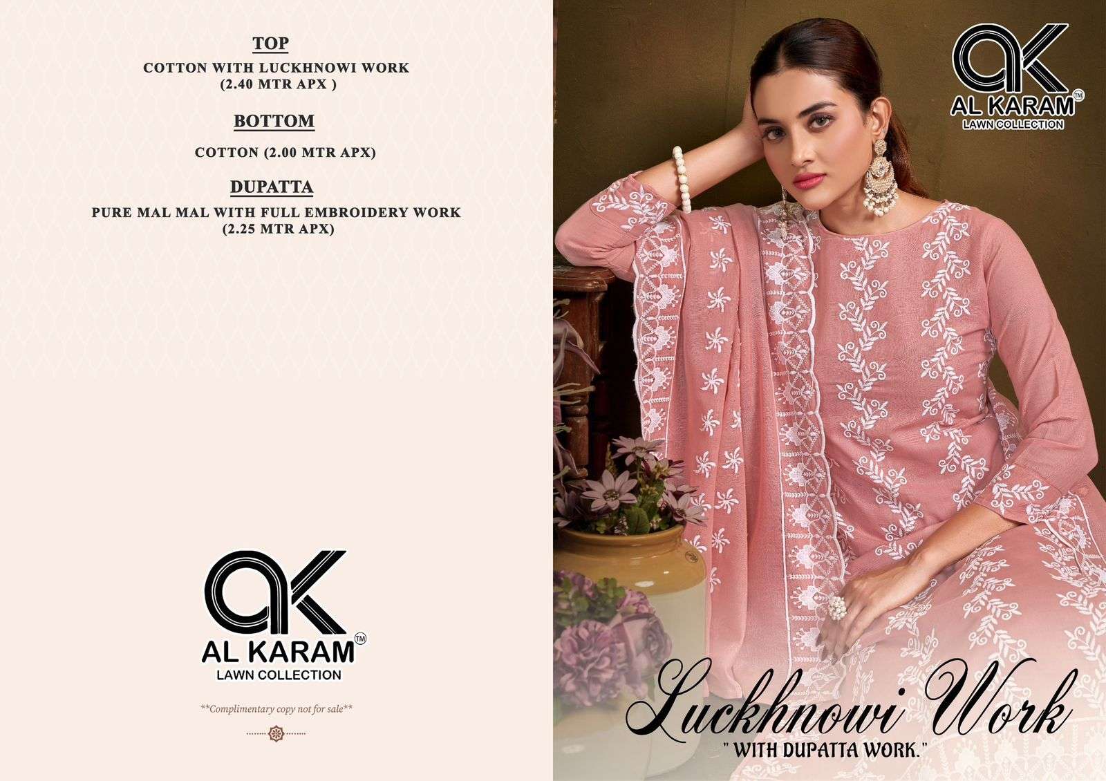 AL KARAM LUCKNOWI 4001 TO 4004 SERIES PURE COTTON EMBROIDERY PAKISATNI DRESSES-00062