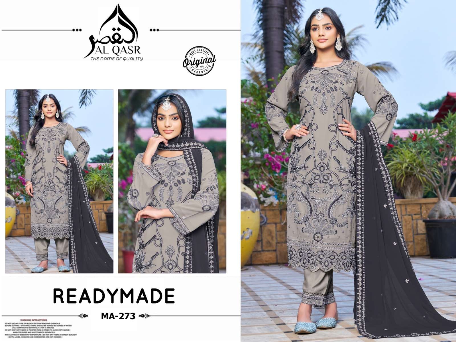AL-QASR MA-273 FAUX GEORGETTE PAKISTANI STITCHED EMBROIDERY SUITS-00245
