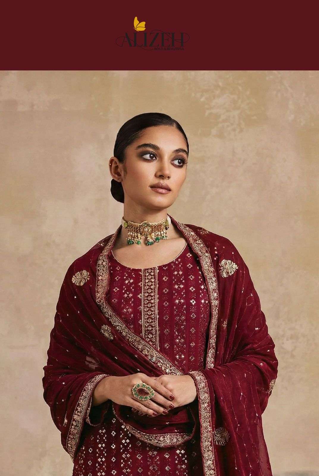 ALIZEH 7070 TO 7072 COLOUR GEORGETTE EMBROIDERY STITCHED SUITS WITH DUPTTA-00001