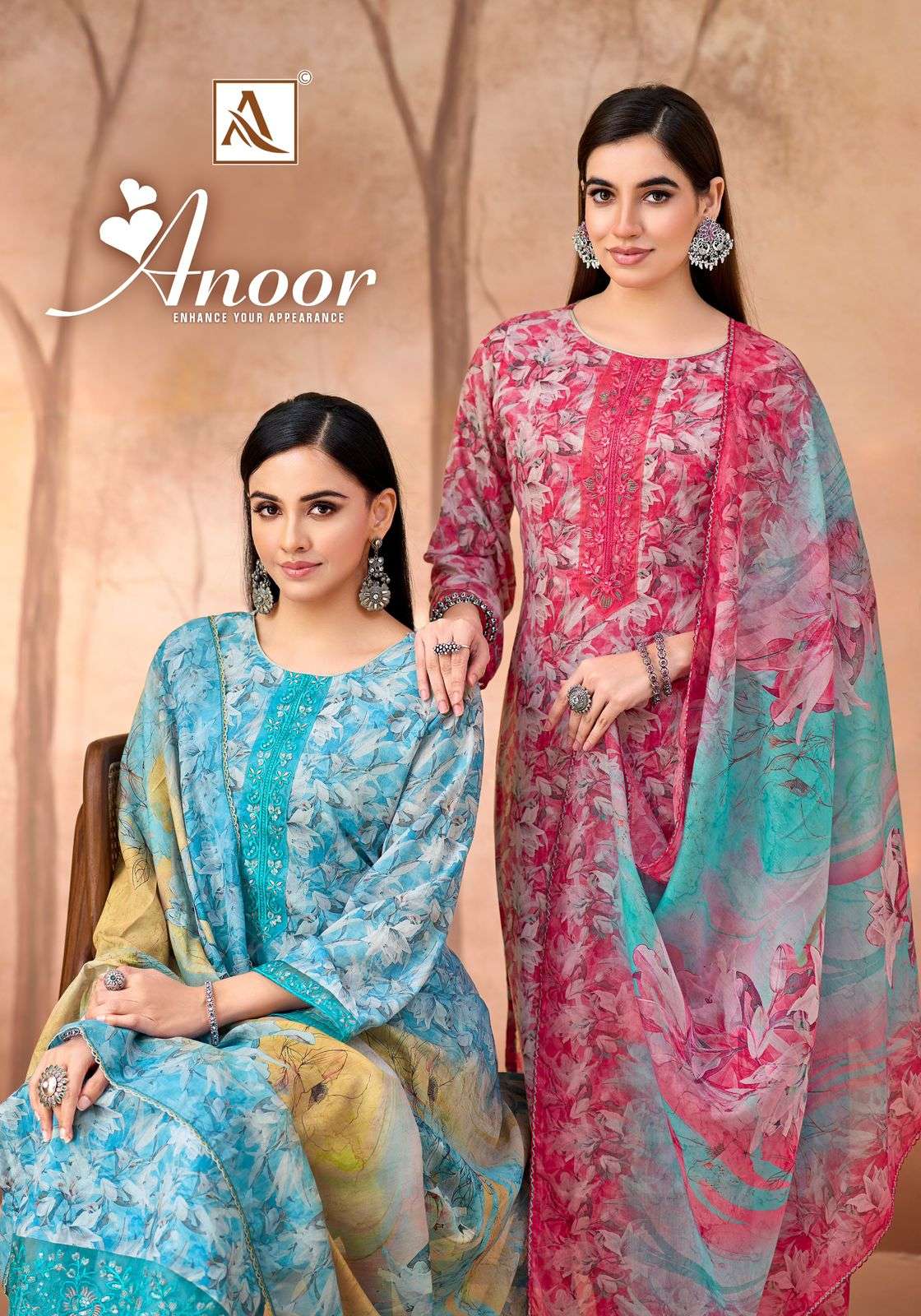 ALOK SUIT ANOOR 01 TO 04 SERIES COTTON PRINTED EMBROIDERY DRESSES-00201