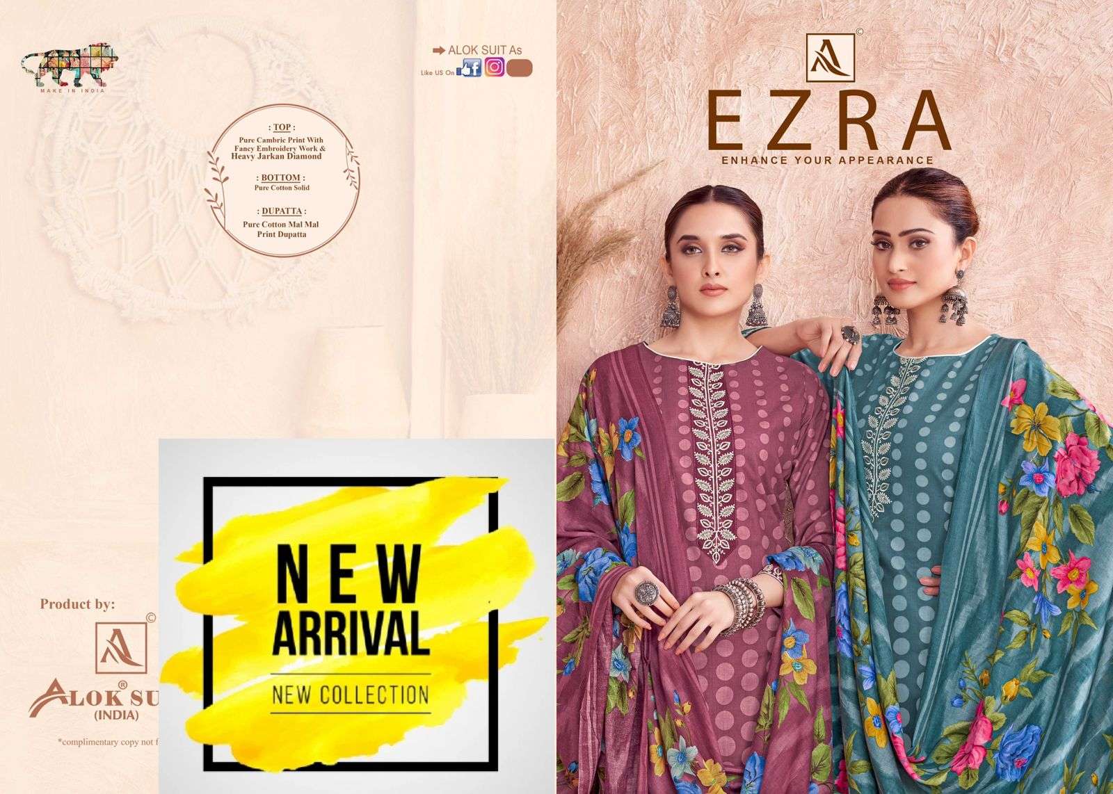 ALOK SUIT EZRA 01 TO 06 SERIES COTTON EMBROIDERY DRESSES-00201