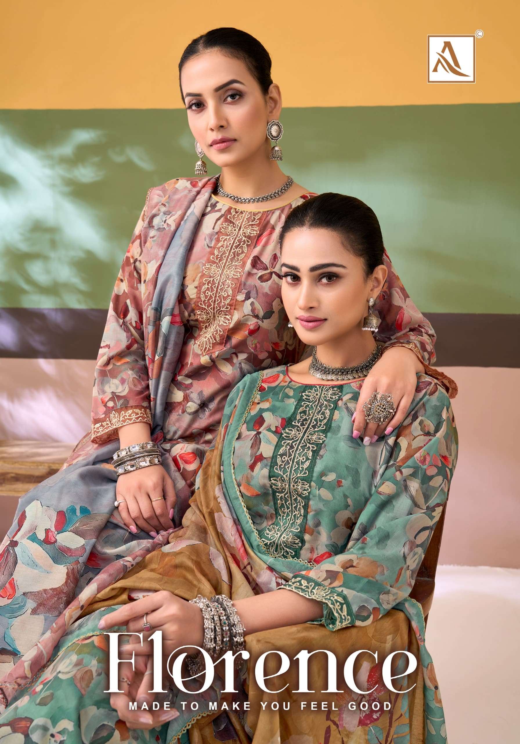 ALOK SUIT FLORENCE 01 TO 04 SERIES PURE COTTON PRINTED EMBROIDERY DRESSES-00011