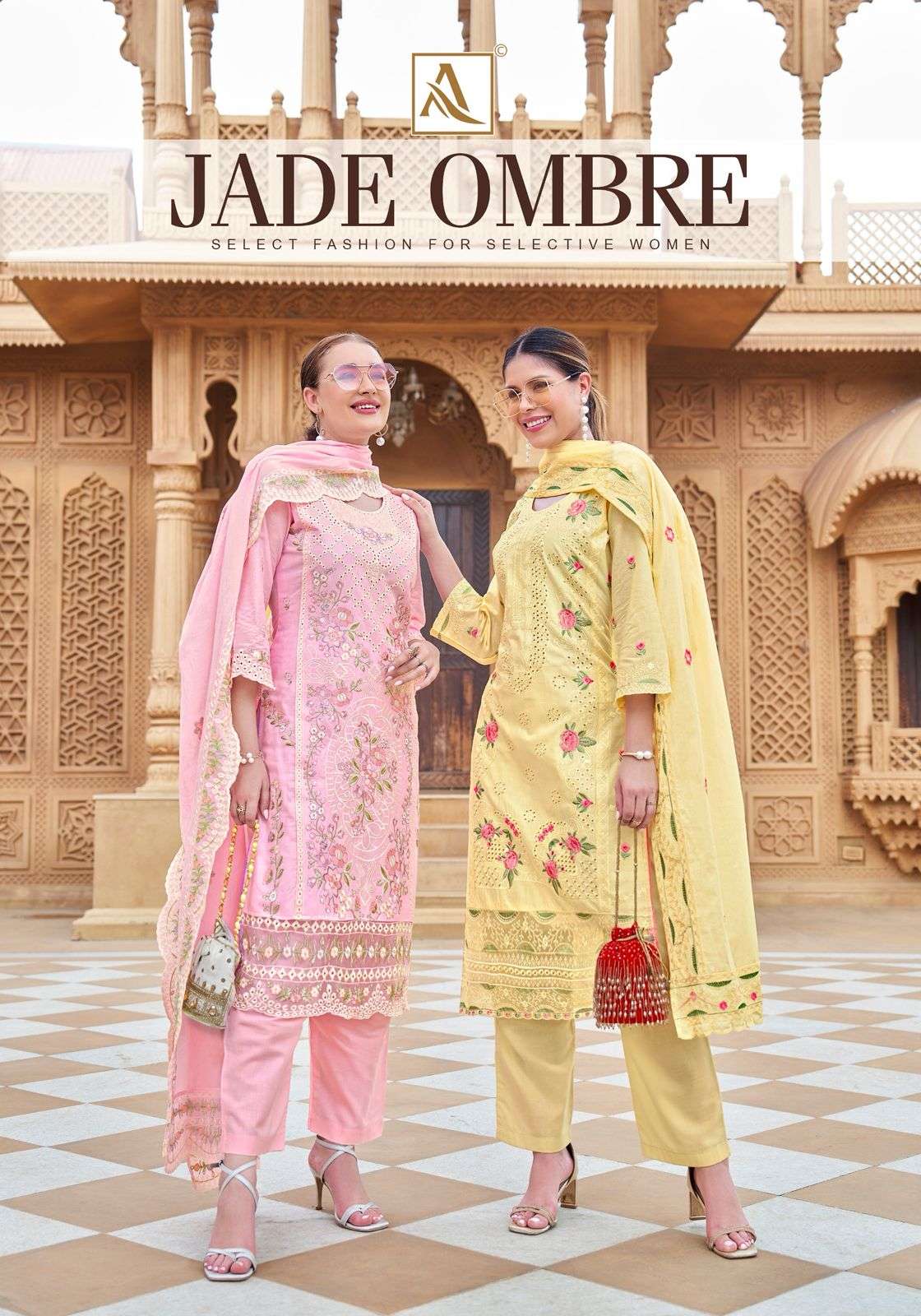 ALOK SUIT JADE OMBRE 01 TO 06 SERIES COTTON EMBROIDERY PAKISATNI DRESSES-00201