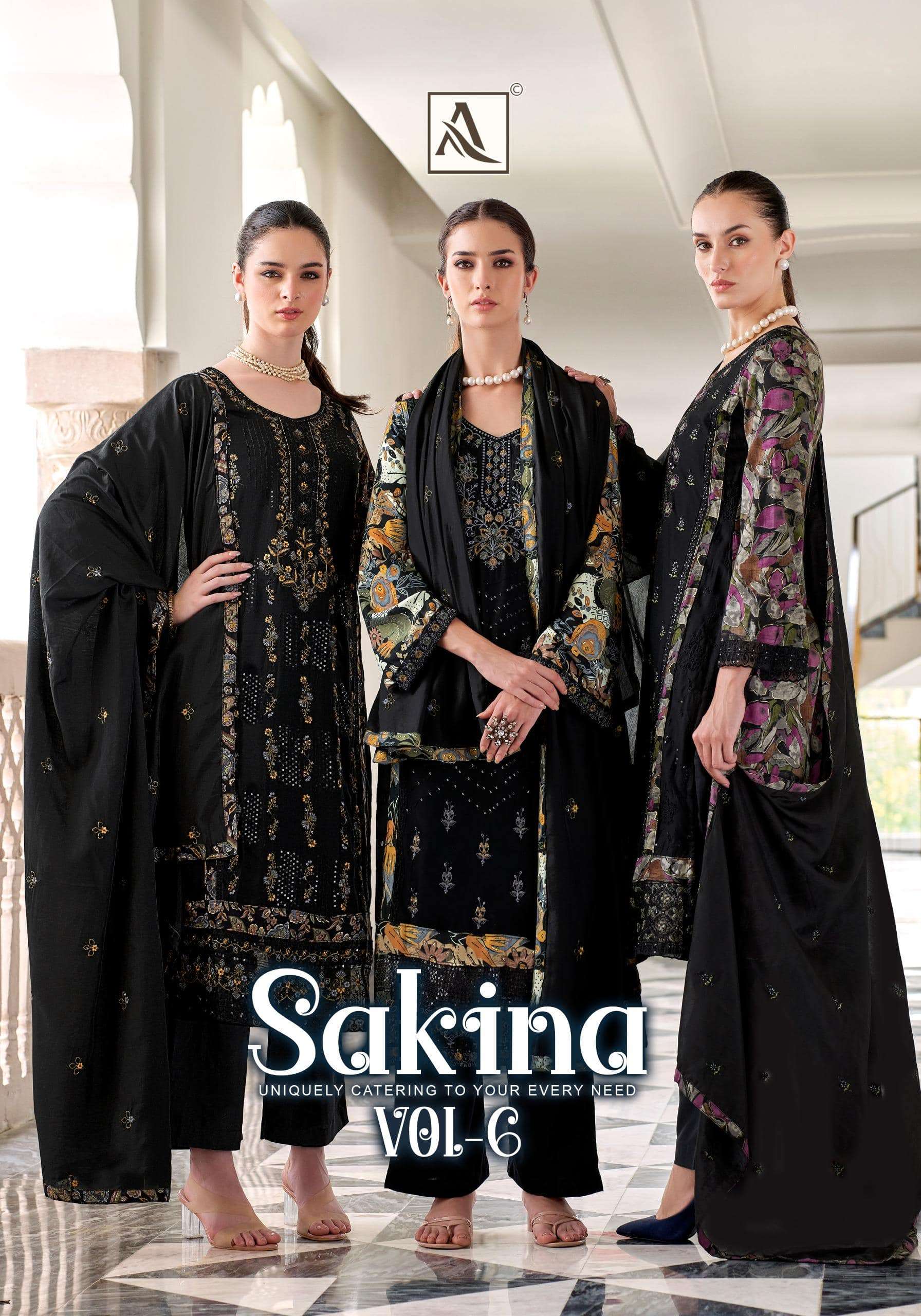 ALOK SUIT SAKINA VOL-06 01 TO 06 SERIES VISCOSE RAYON EMBROIDERY DRESSES-00201