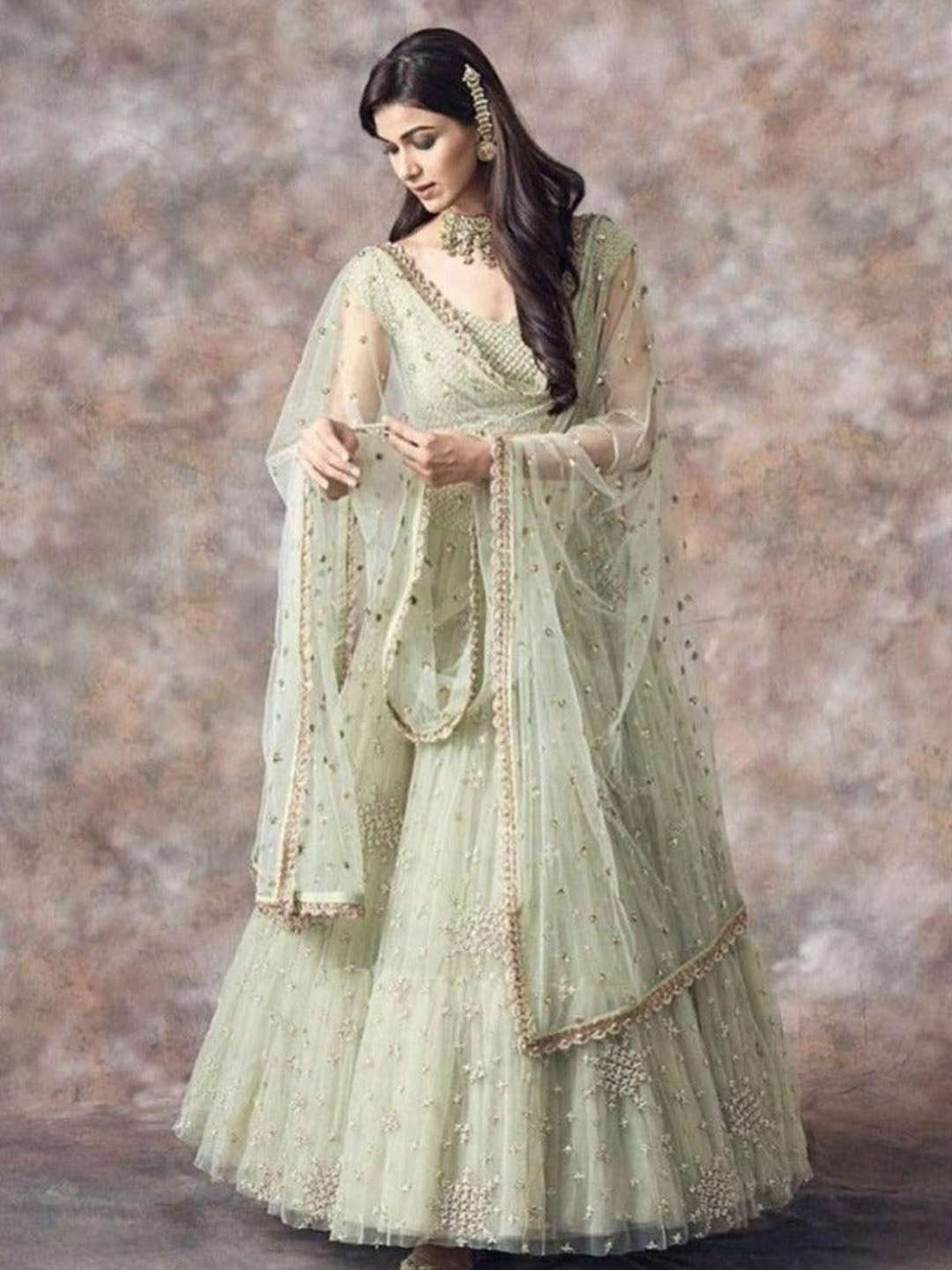 ARYA DESIGN MLC-75 NET EMBROIDERY LEHENGAS-00058