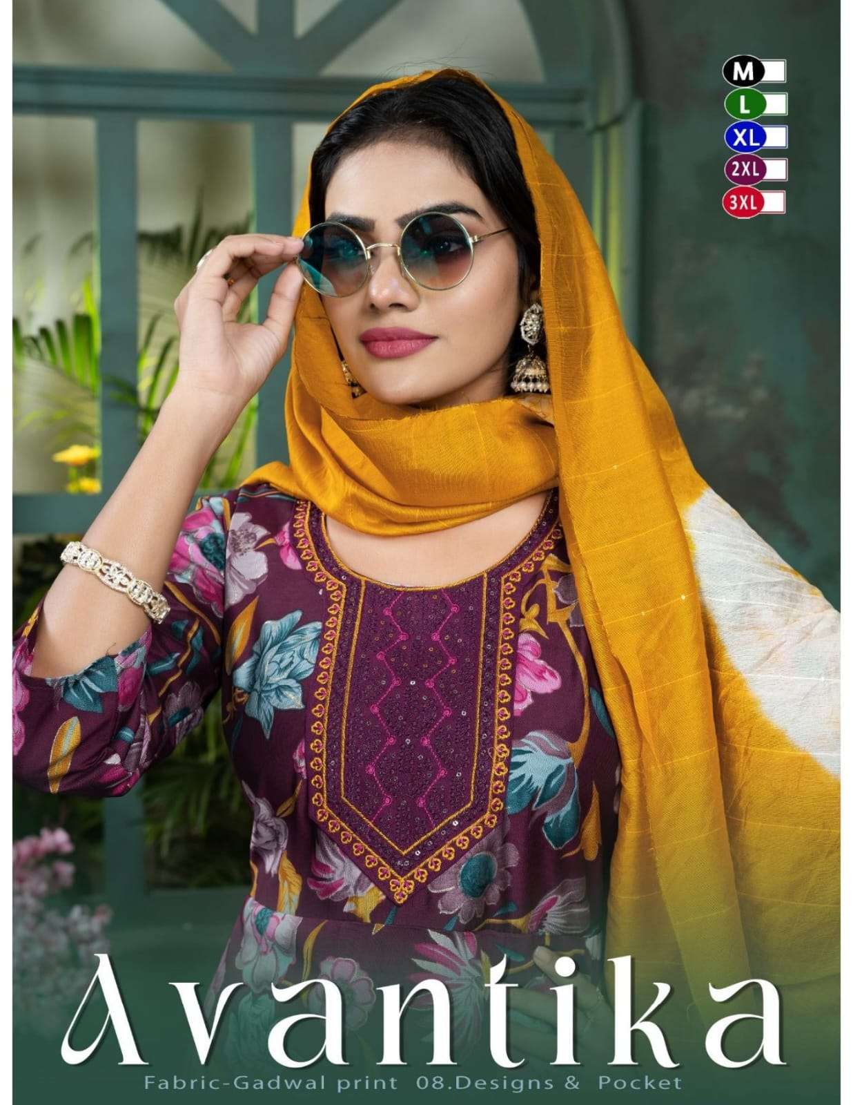 AVANTIKA BY ASLIWHOLESALE GADHWAL SILK EMBROIDERY STITCHED DRESSES-00320