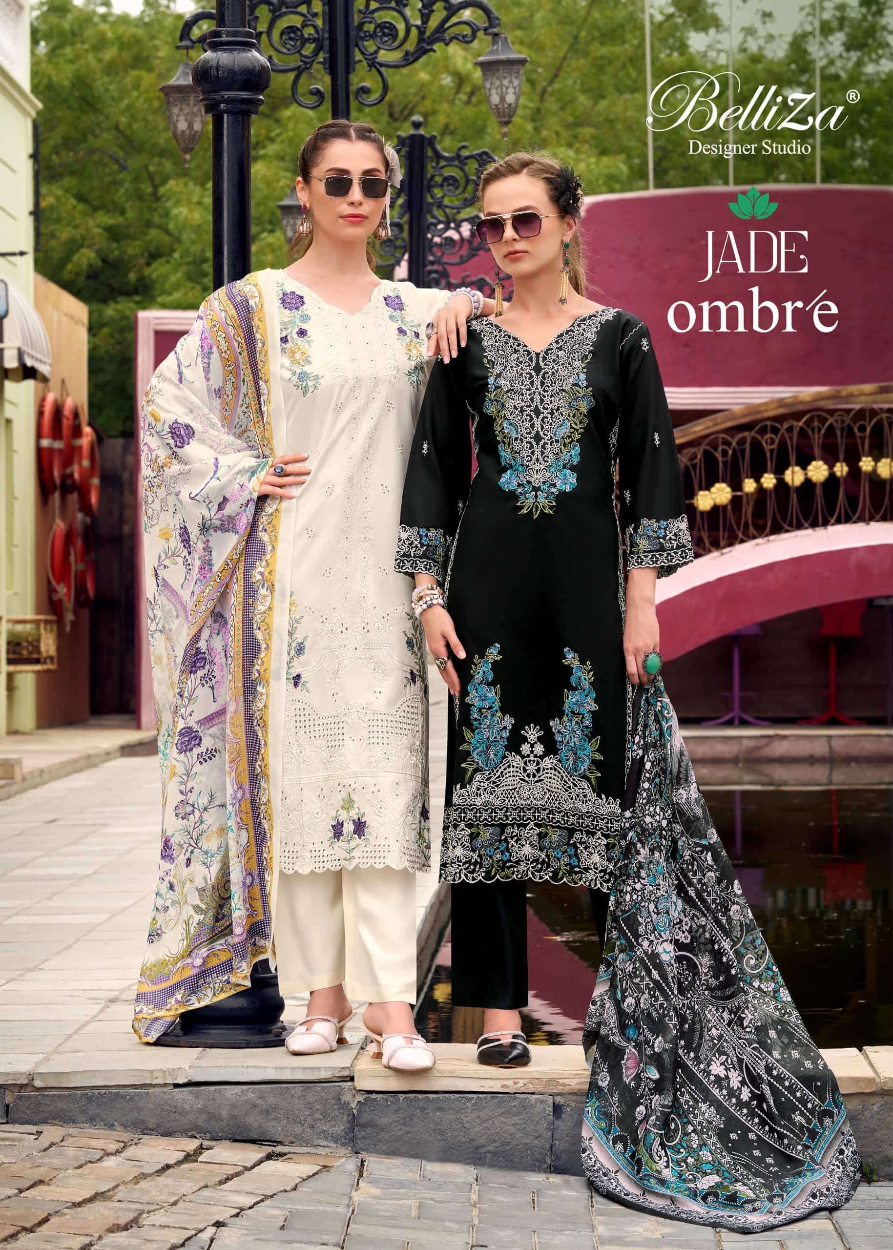 BELLIZA JADE OMBRE 001 TO 008 SERIES COTTON EMBROIDERY PAKISATNI DRESSES-00011