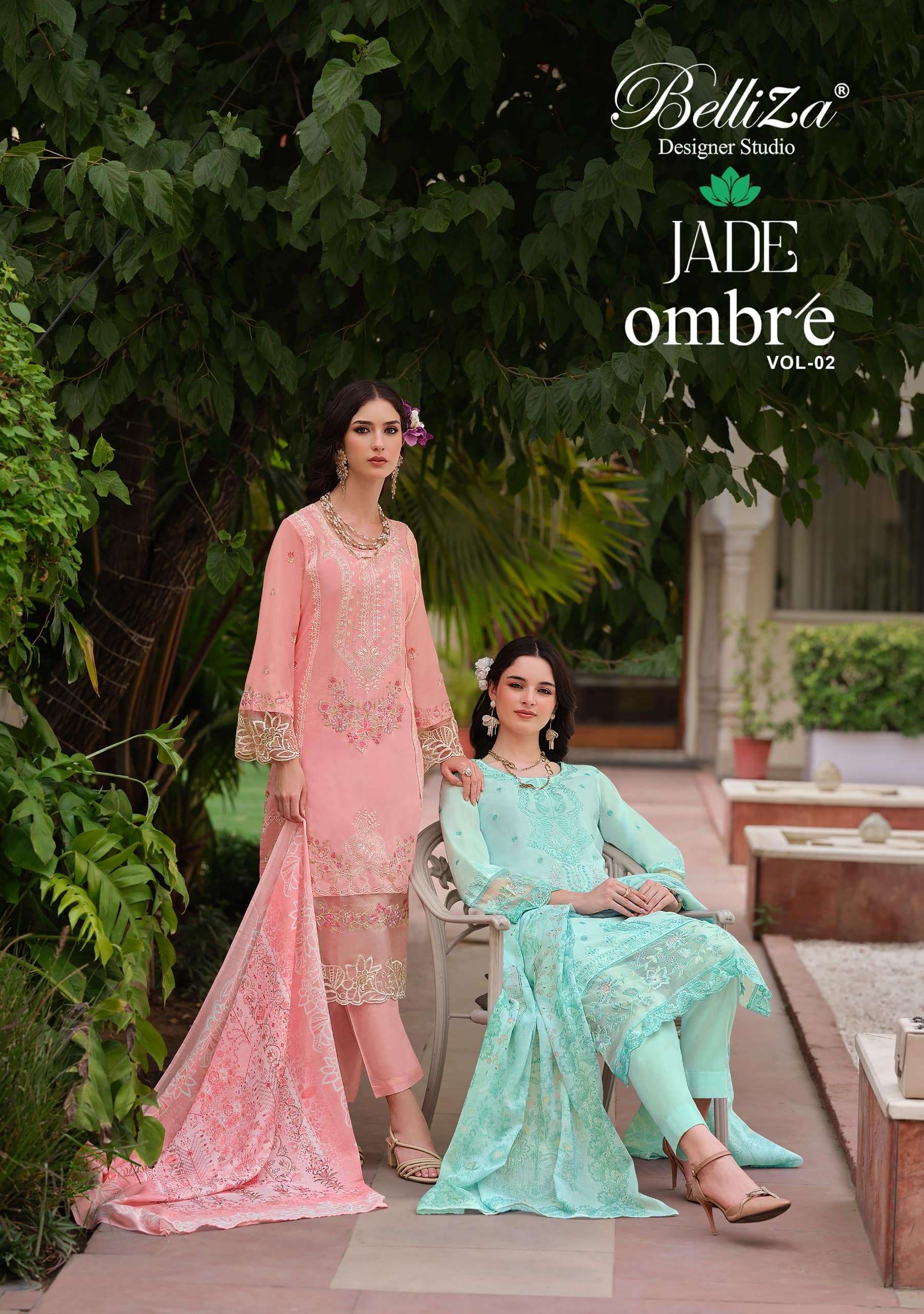 BELLIZA JADE OMBRE VOL-02 001 TO 006 SERIES COTTON EMBROIDERY DRESSES-00011