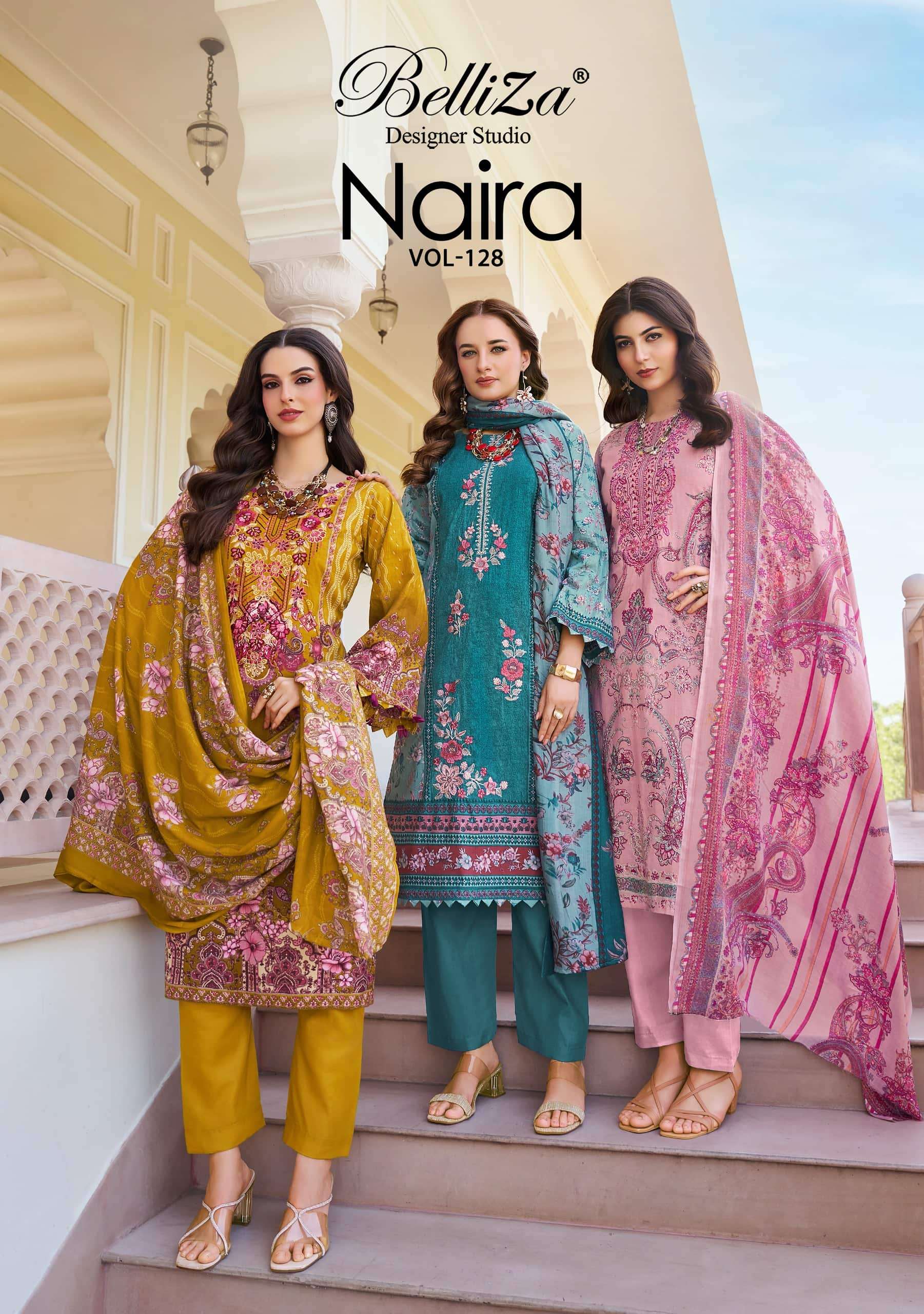 BELLIZA NAIRA VOL-128 001 TO 008 SERIES COTTON PRINTED DRESSES-00011