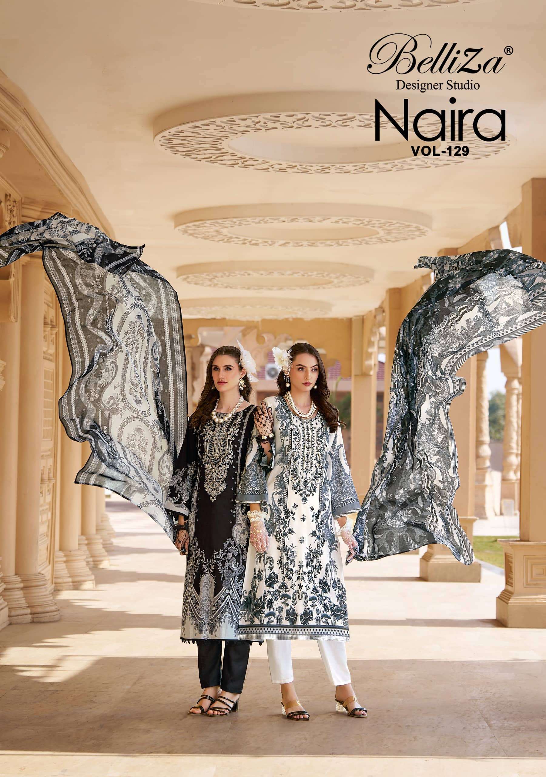BELLIZA NAIRA VOL-129 001 TO 008 SERIES COTTON PRINTED DRESSES-00011