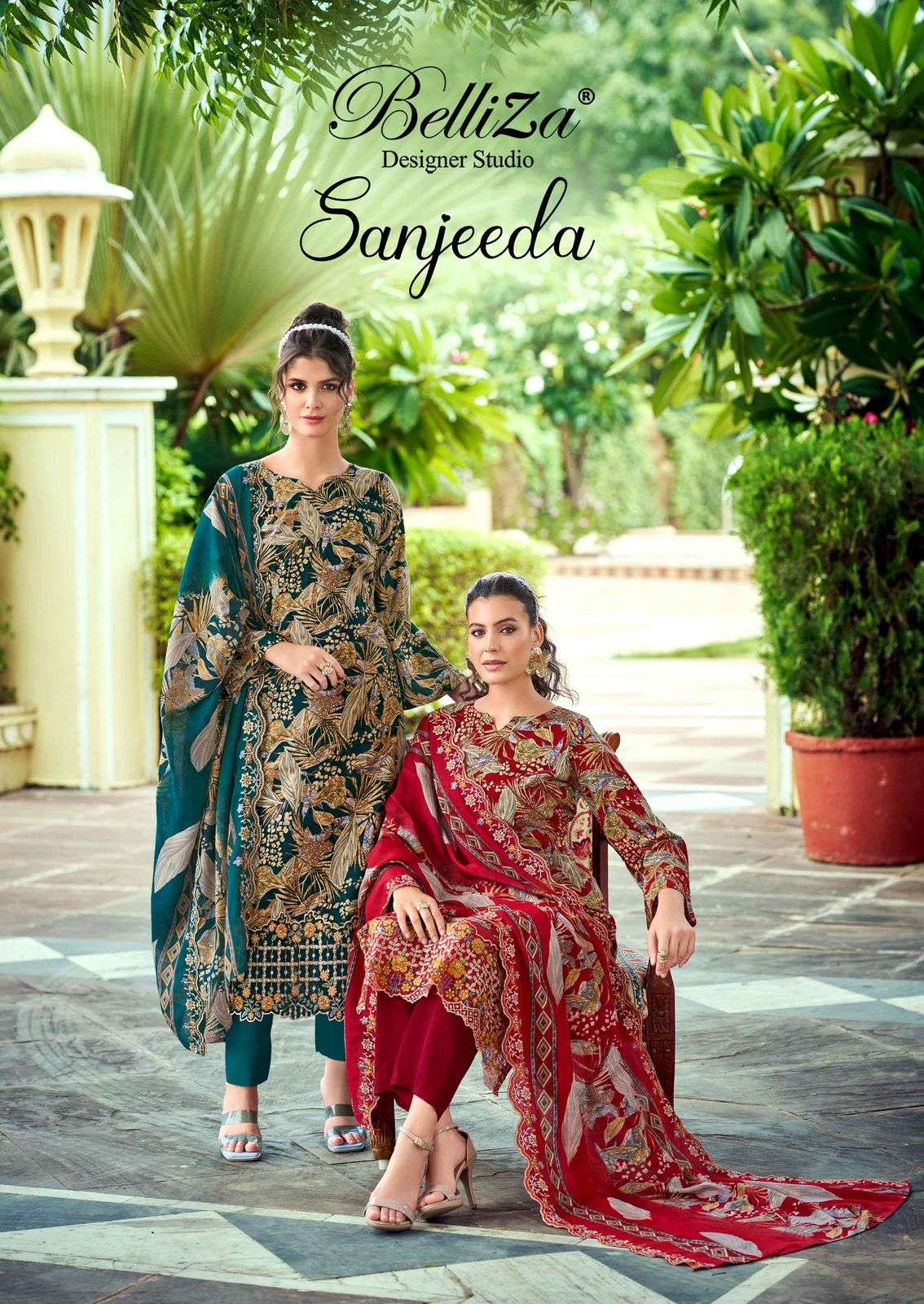 BELLIZA SANJEEDA 001 TO 006 SERIES RAYON EMBROIDERY DRESSES-00201