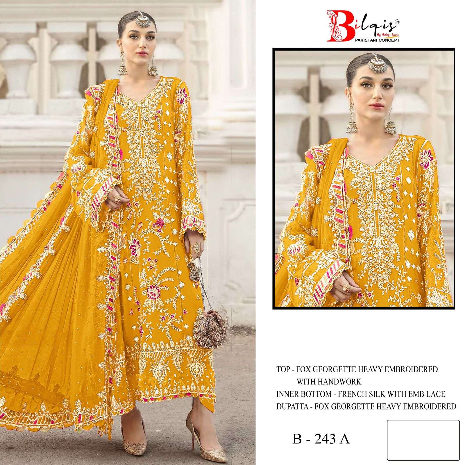 BILQIS B-243 A TO E SERIES FAUX GEORGETTE EMBROIDERY DRESSES-00011