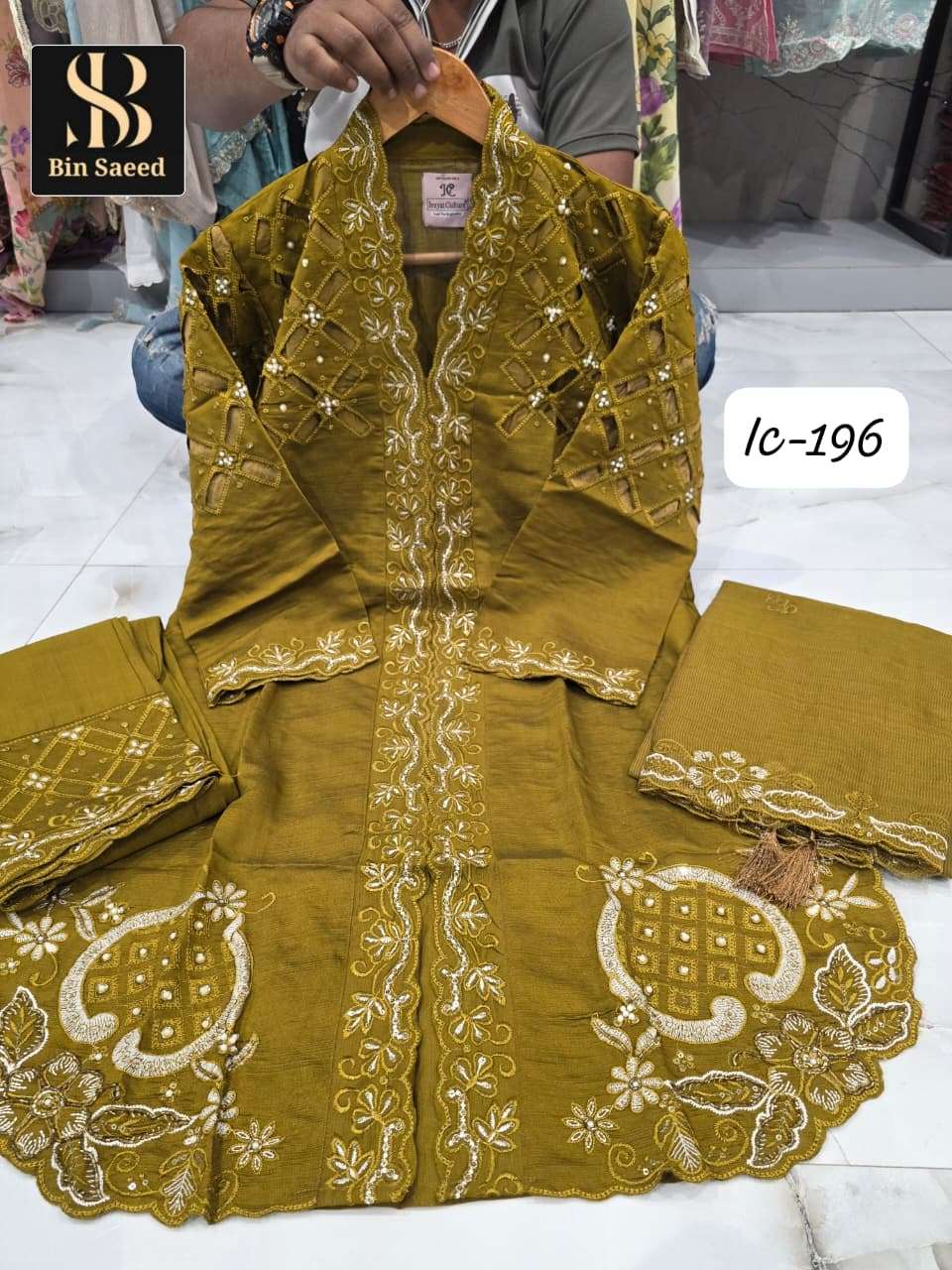 BIN SAEED IC-196 VISCOSE COTTON HANDWORK PAKISTANI SUITS-00272