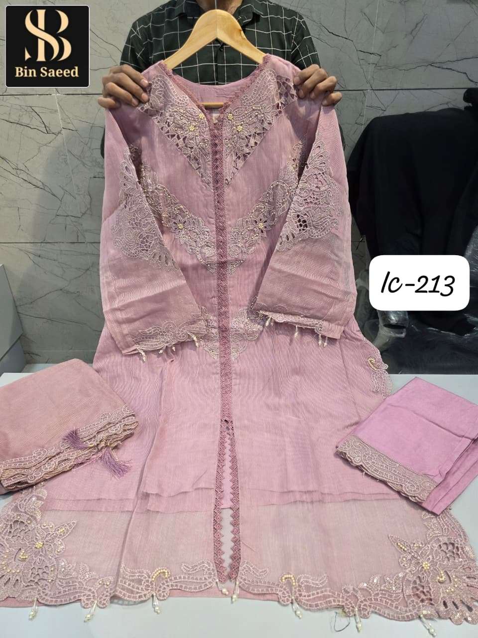 BIN SAEED IC-213 PAKISTANI FANCY EMBROIDERY DRESSES-00272