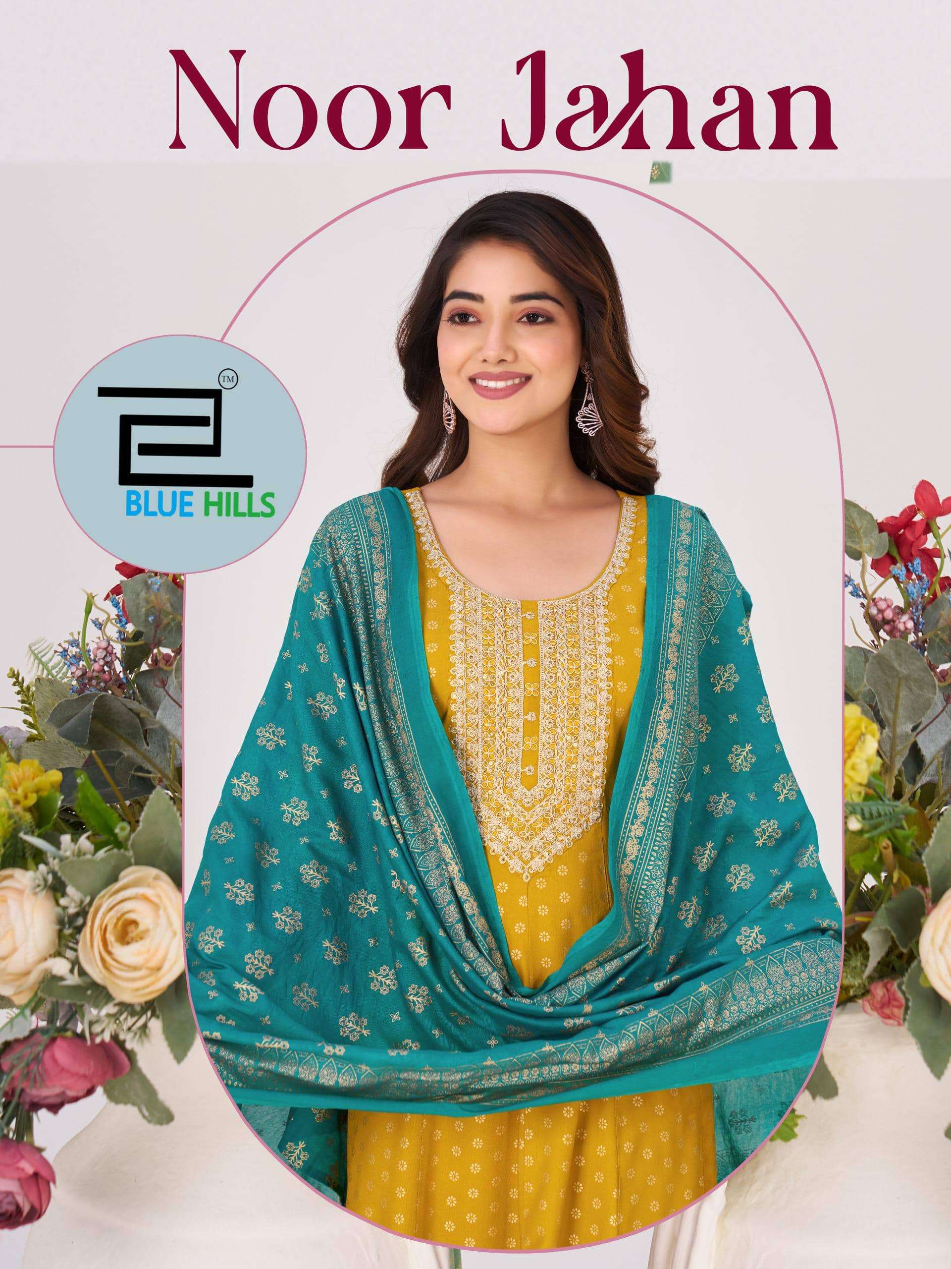 BLUE HILLS NOOR JAHAN 5102 TO 5107 SERIES RAYON EMBROIDERY ANARKALI-00099