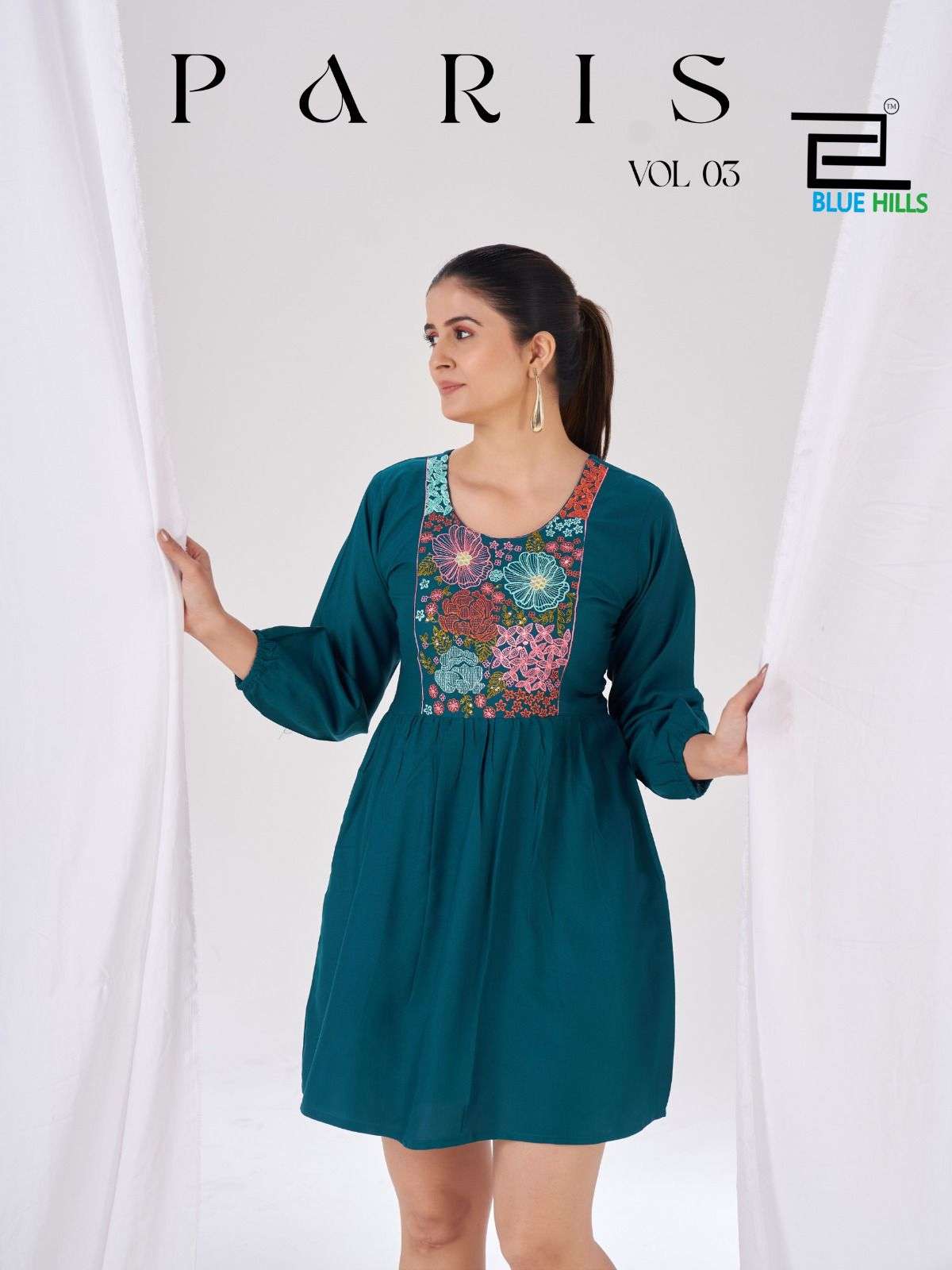 BLUE HILLS PARIS VOL-3 5092 TO 5095 SERIES RAYON PRINTED STITCHED KURTIS-00099