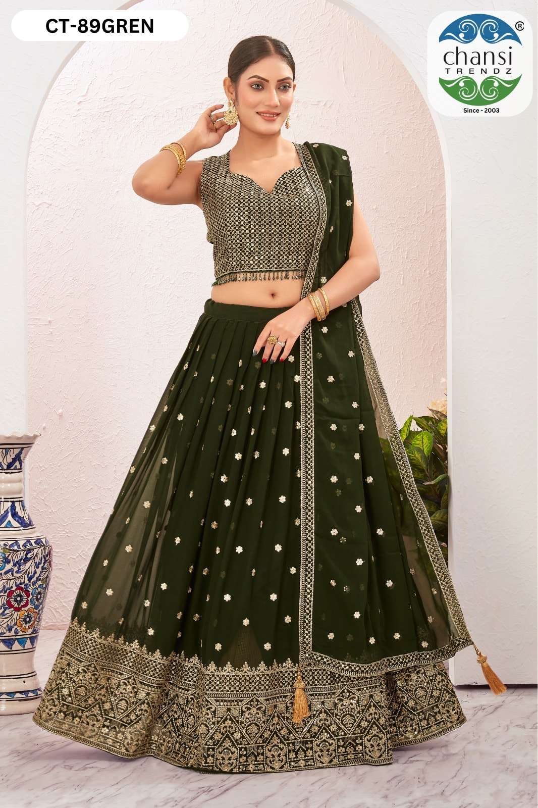 CHANSI TRENDZ 89 SERIES GEORGETTE EMBROIDERY LEHENGAS-00303