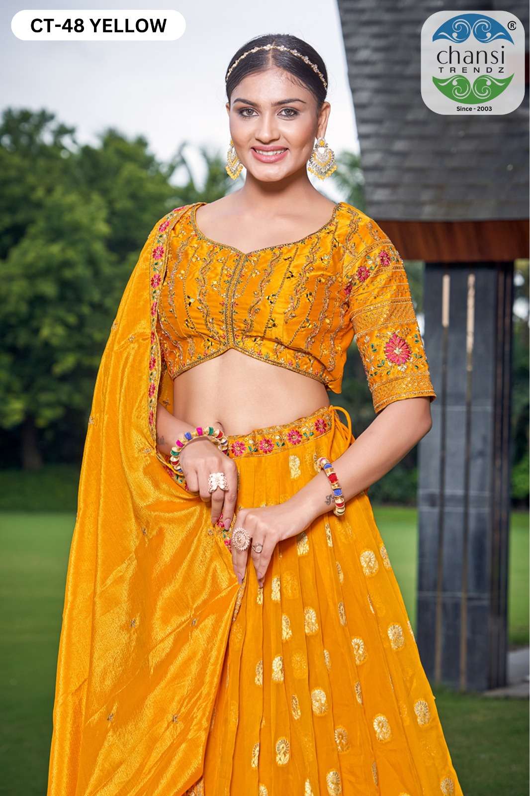CHANSI TRENDZ CT-48 SERIES VISCOSE JACQUARD SILK EMBROIDERY LEHENGAS-00303