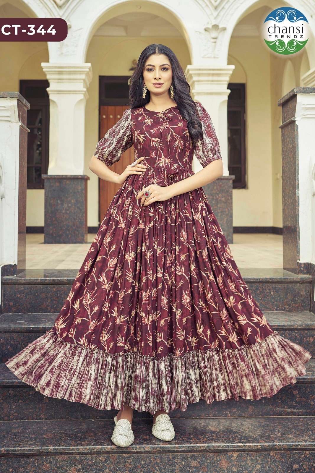 CHANSI TRENDZ PRACHI RAYON PRINTED GOWN-00303