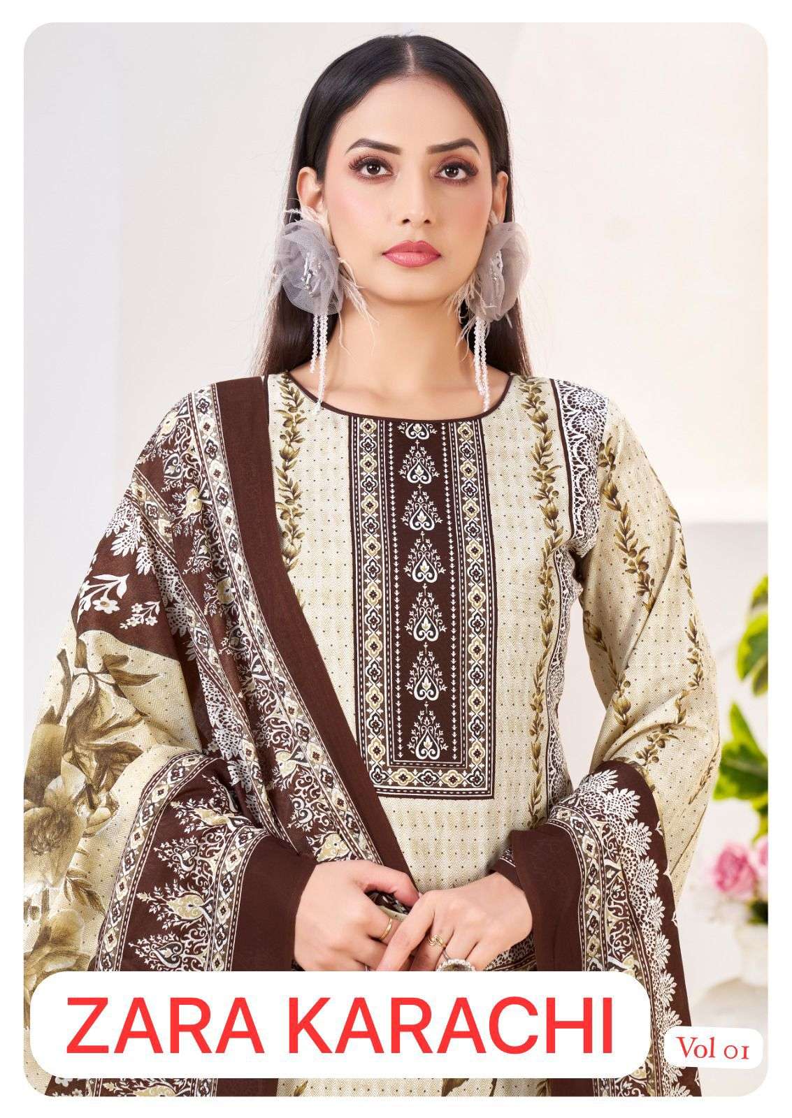 CHETAK FASHION ZARA KARACHI VOL-01 1001  TO 1008 SERIES PURE COTTON PRINTED PAKISTANI DRESSES-00201