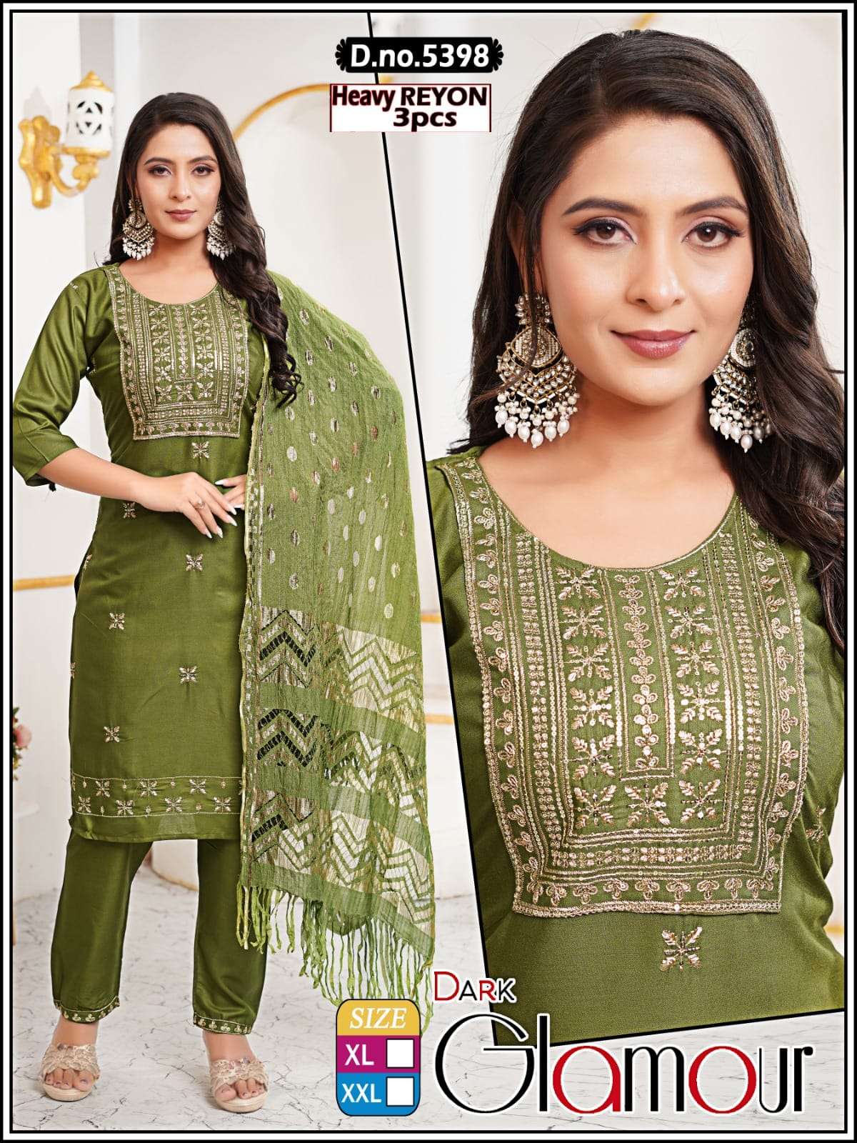 DARK GLAMOUR BY ASLIWHOLESALE RAYON EMBROIDERY STITCHED SUITS-00320